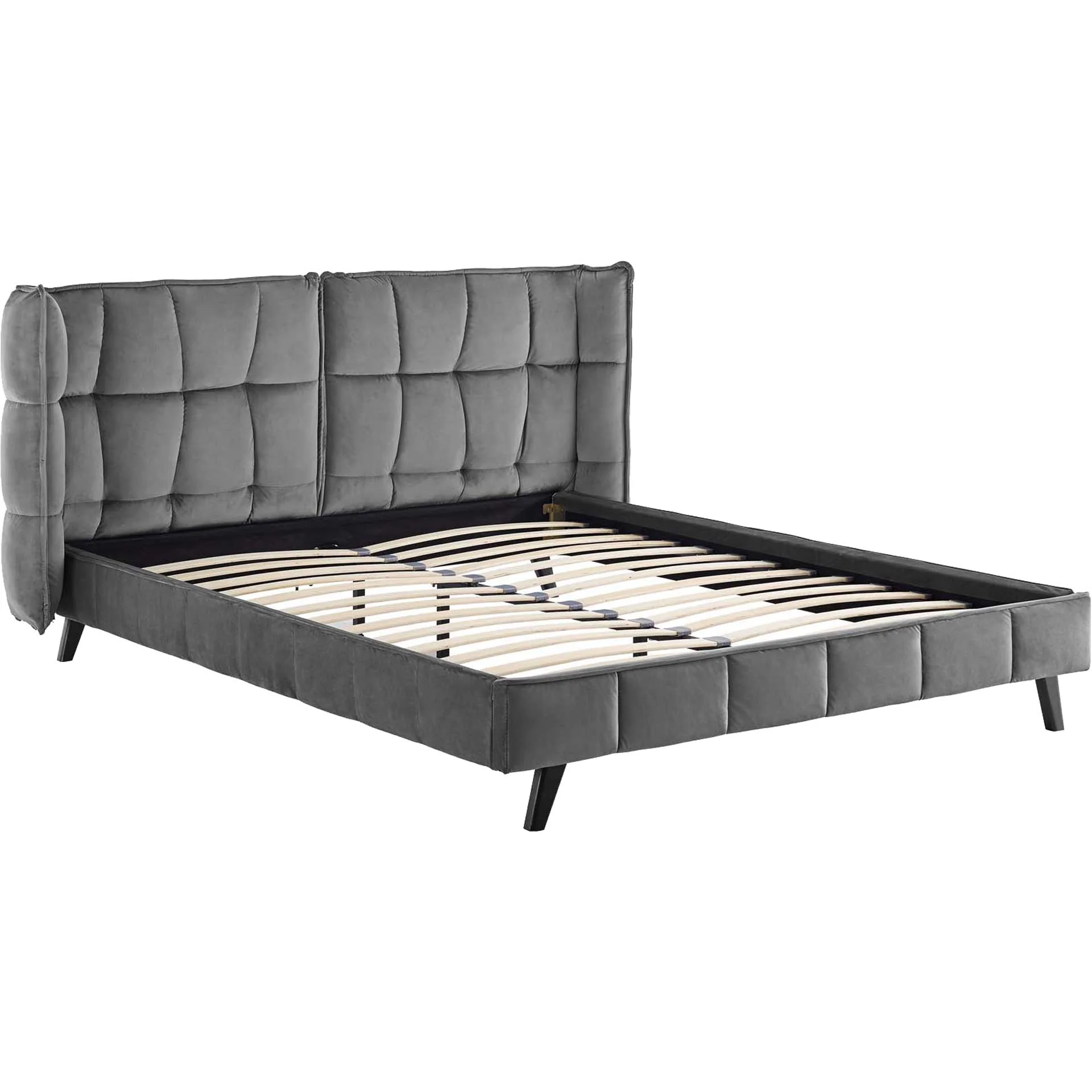 Marvin Upholstered Velvet Platform Bed Gray - Image 4