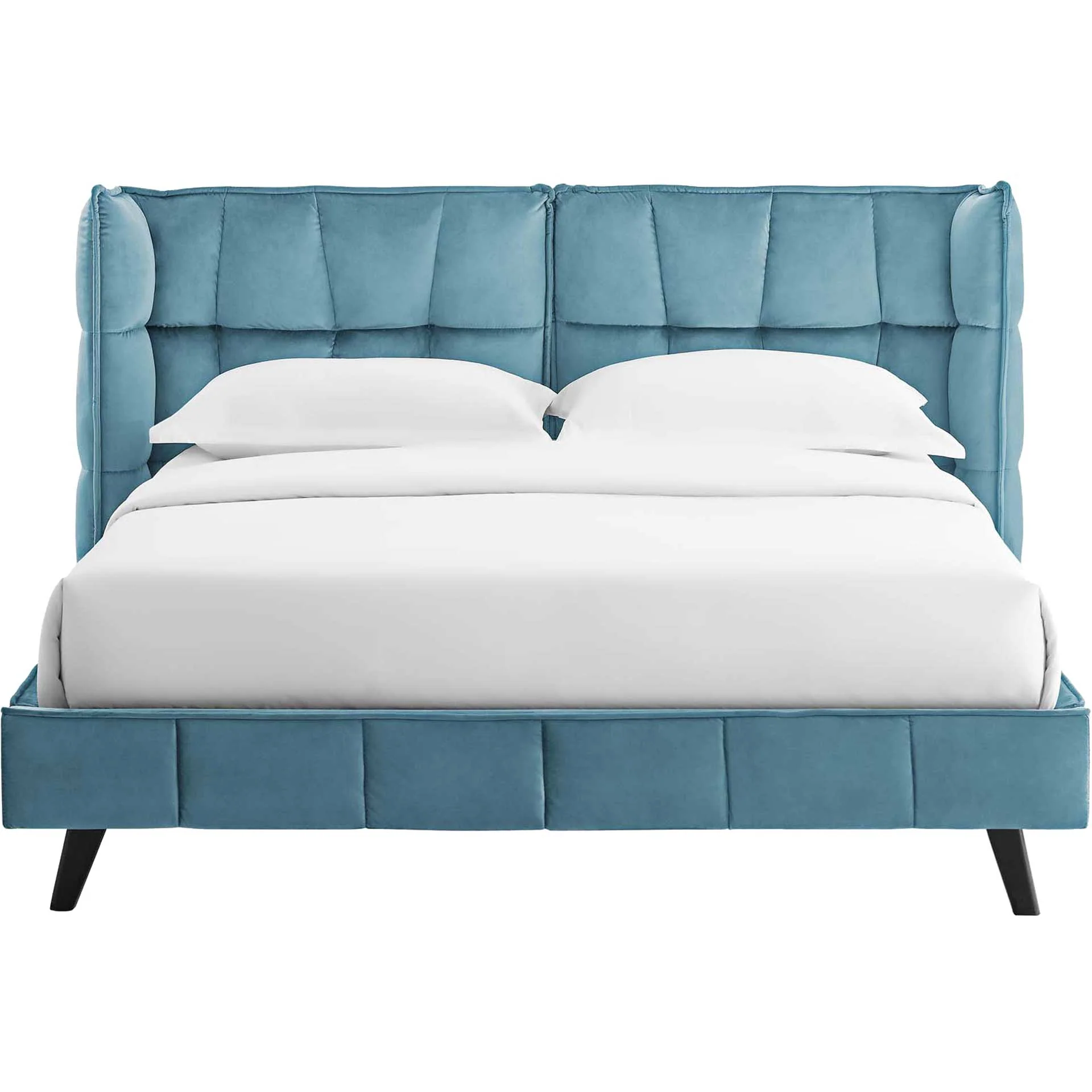 Marvin Upholstered Velvet Platform Bed Sea Blue - Image 2