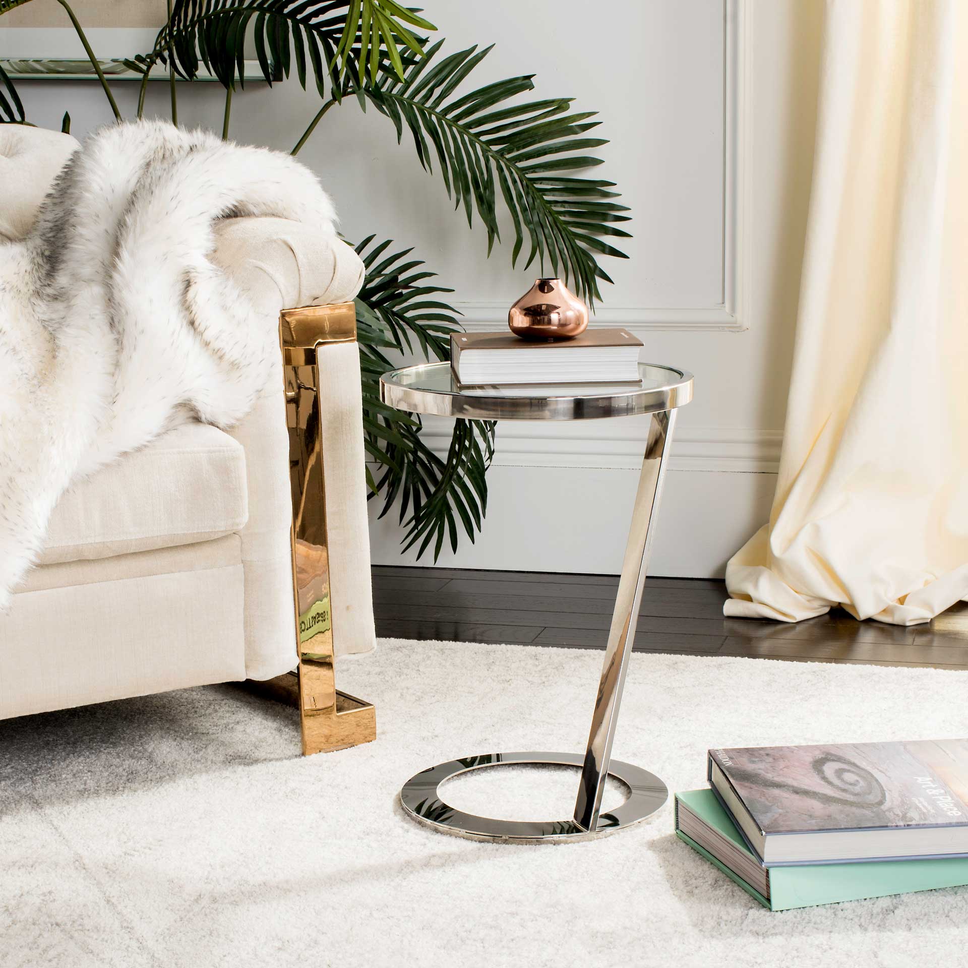 Masha Glass Top End Table Chrome - Image 4
