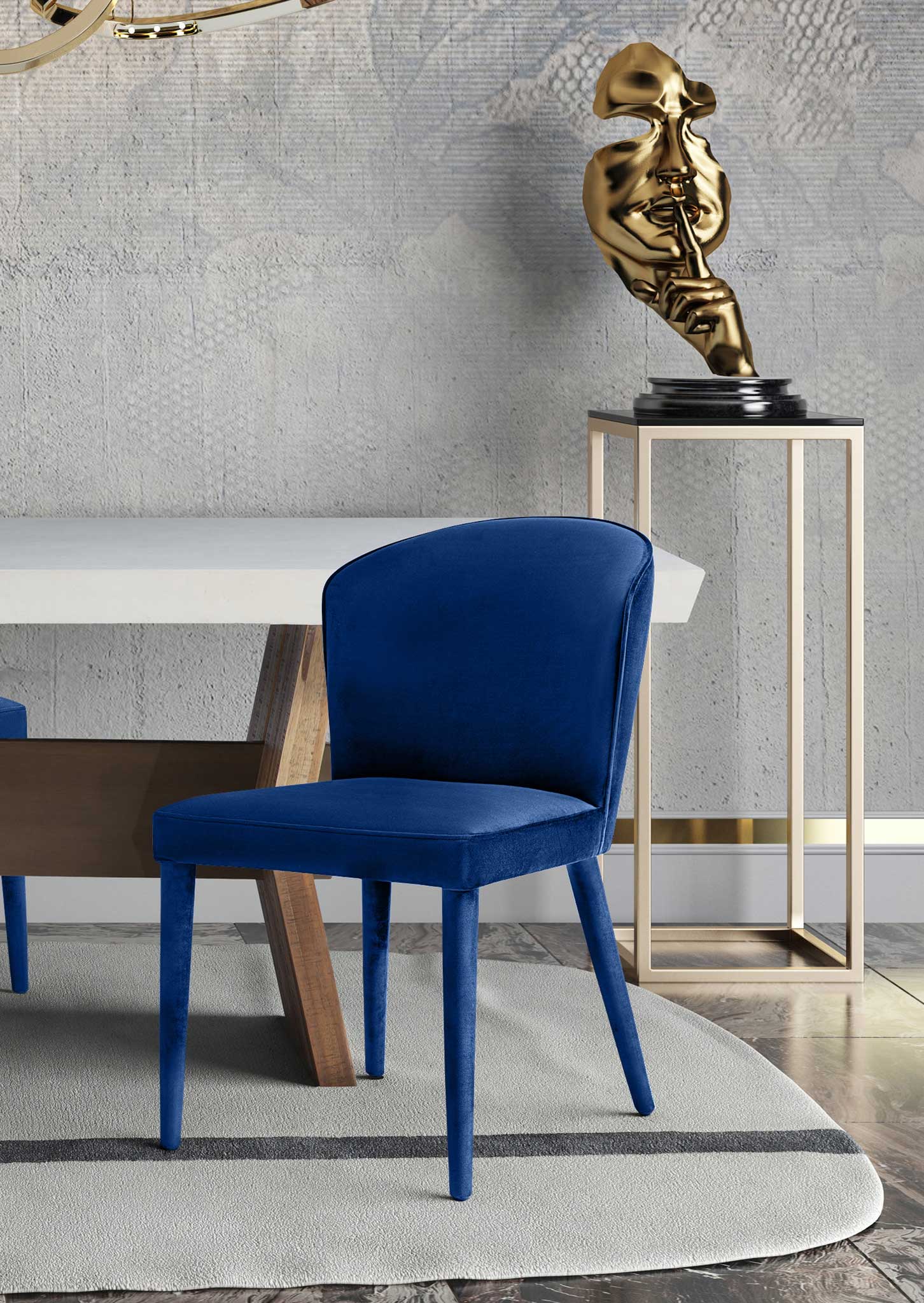 Mason Velvet Chair Navy - Image 5