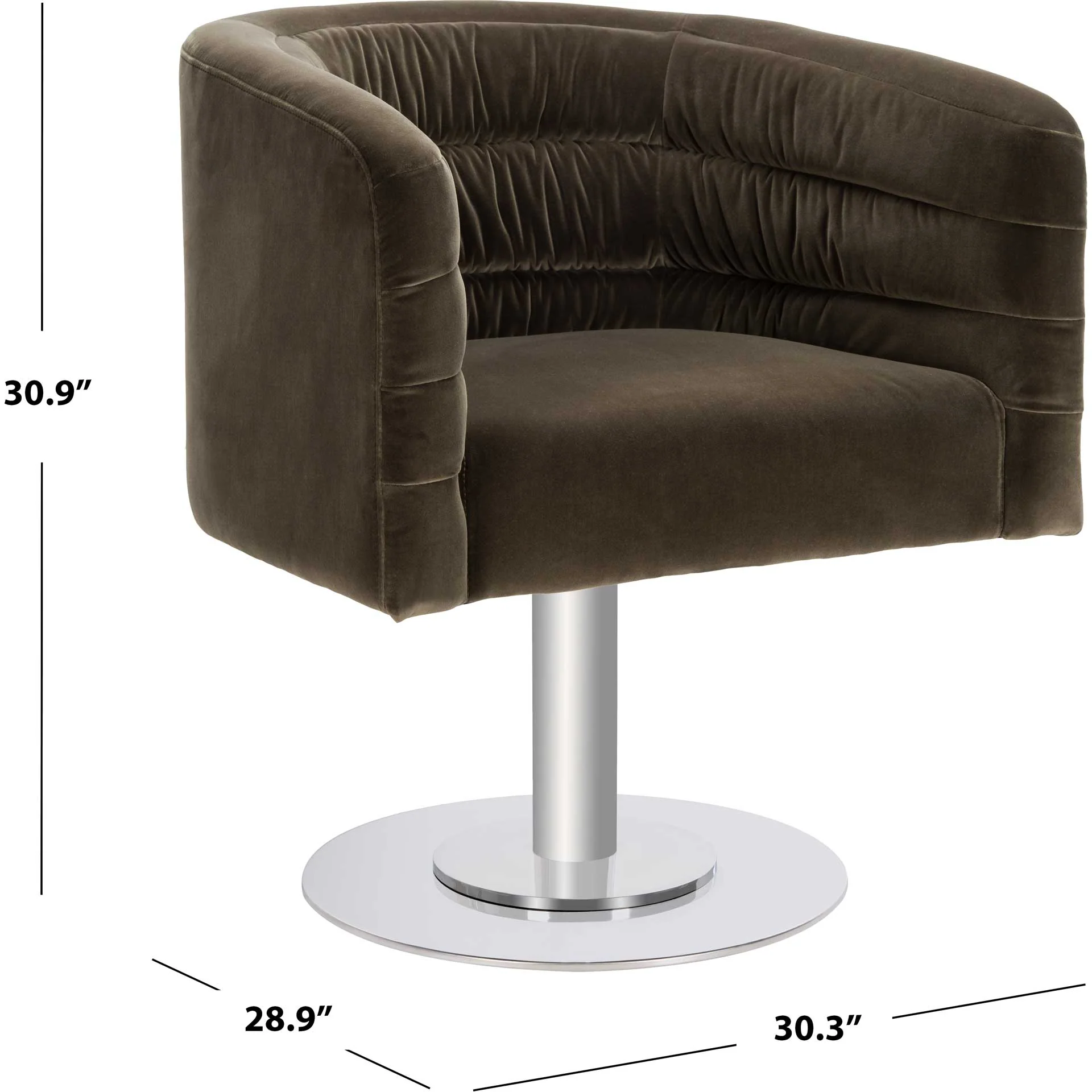 Mavra Velvet Swivel Tub Chair Giotto Dark Olive Green - Image 9