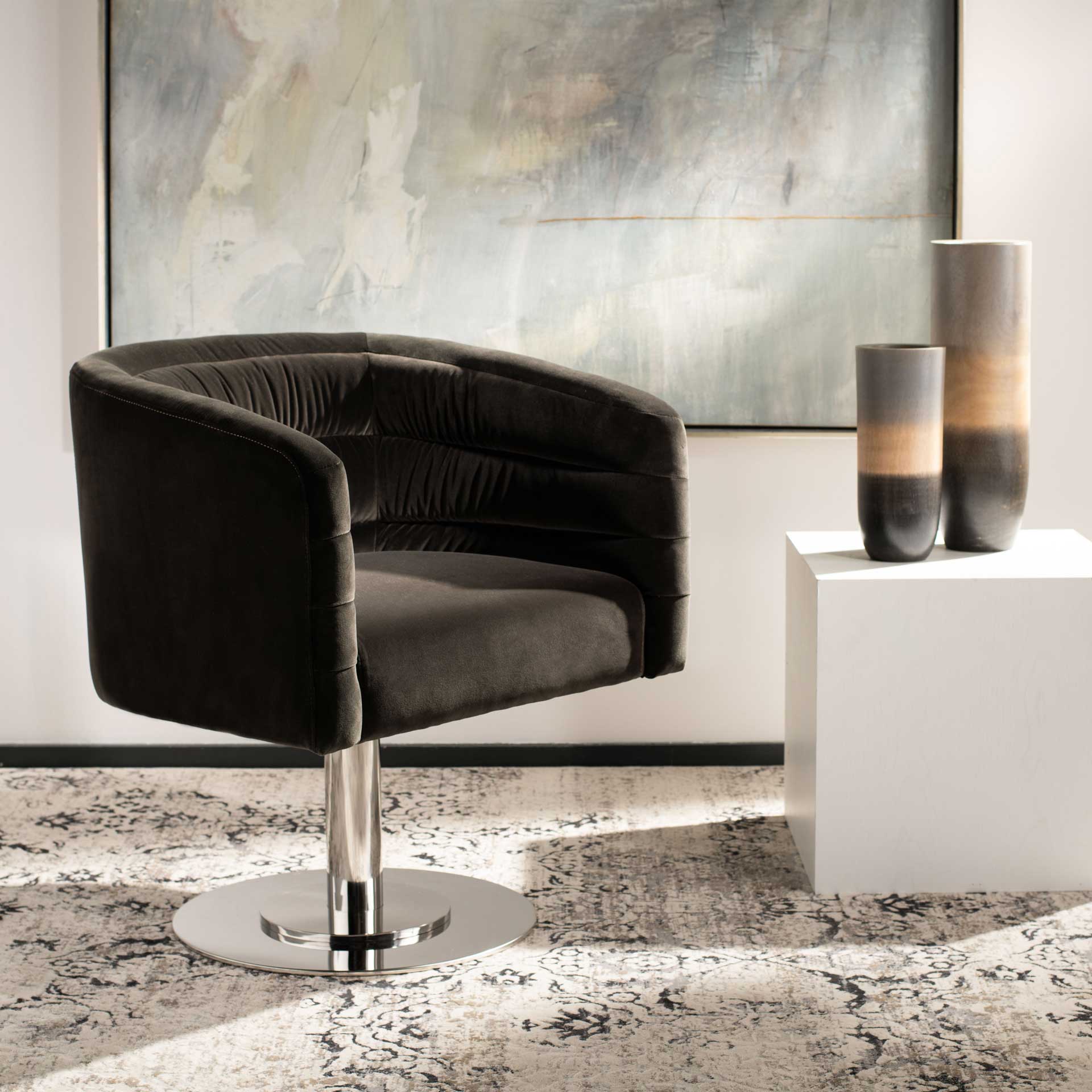 Mavra Velvet Swivel Tub Chair Giotto Shale - Image 10