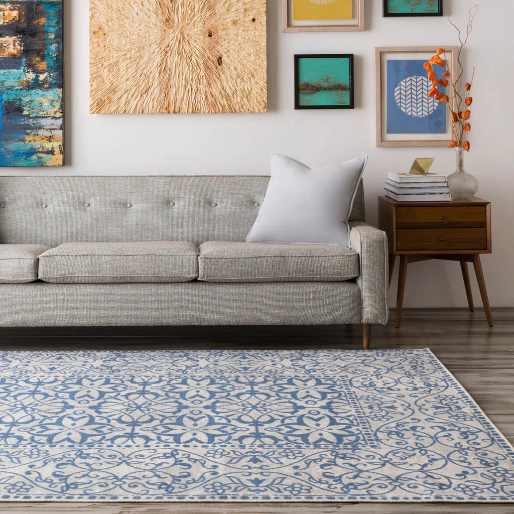 Mavrick Beige/Teal/Light Gray Area Rug - Image 4