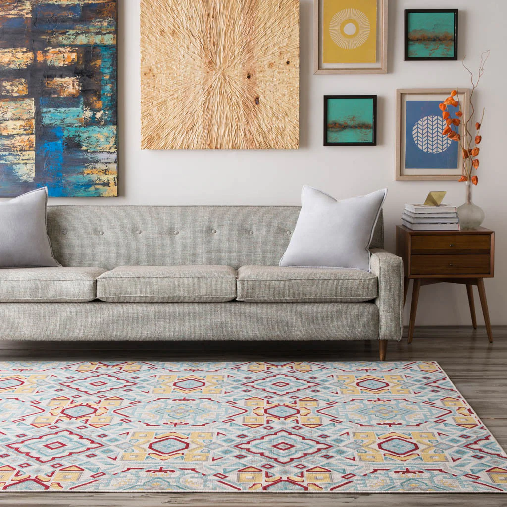 Mavrick Gold/Burgundy/Teal Area Rug - Image 4