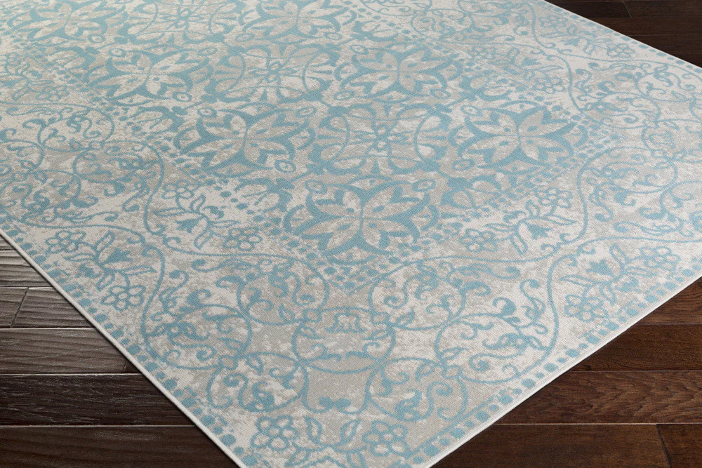 Mavrick Teal/Gray/Beige Area Rug - Image 2