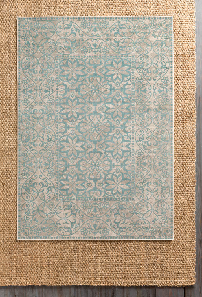Mavrick Teal/Gray/Beige Area Rug - Image 3