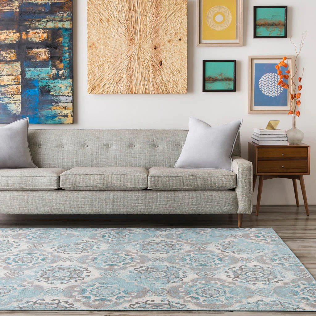 Mavrick Teal/Gray/Black Area Rug - Image 3