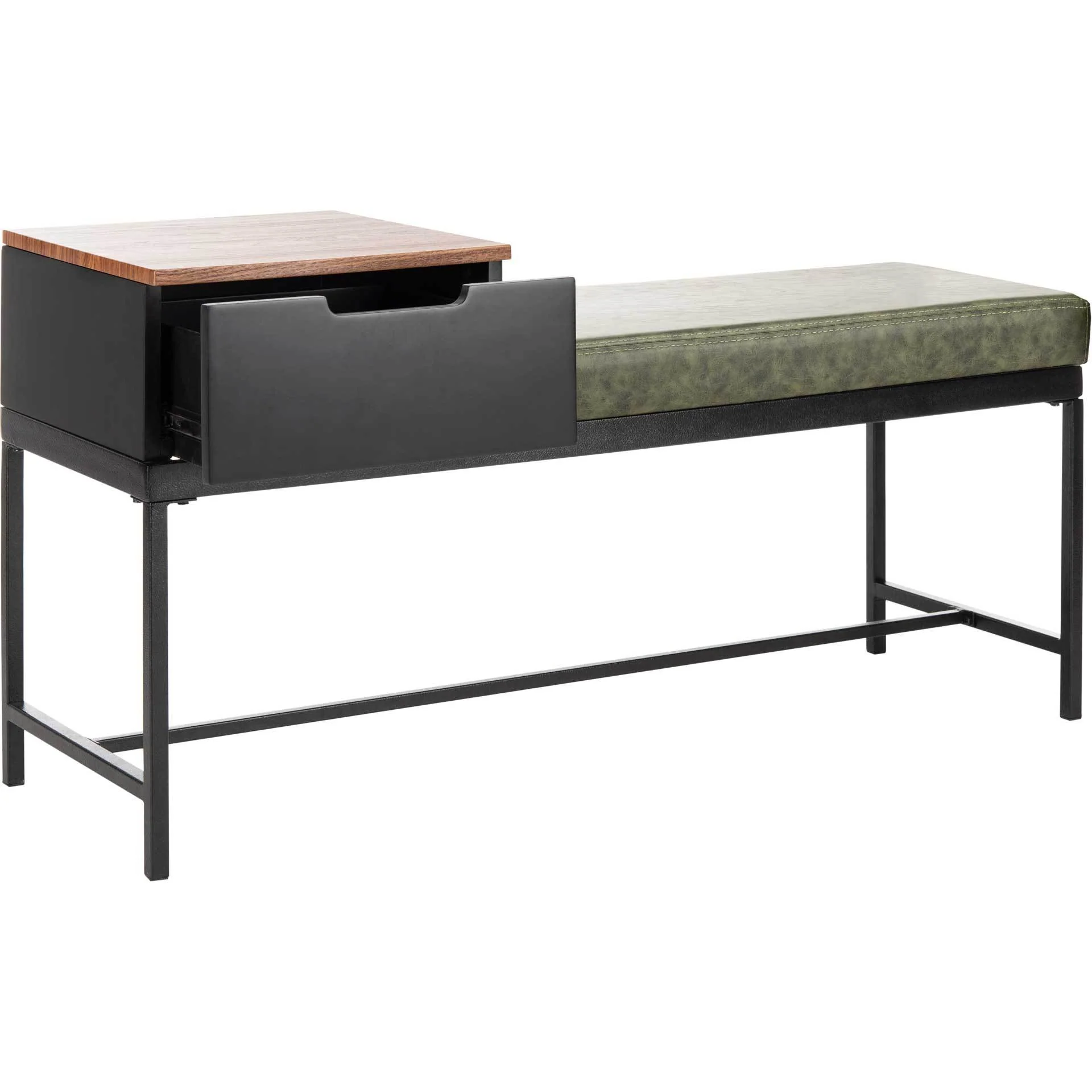 Maxton Bench With Storage Gray Wash/Dark Green - Image 2