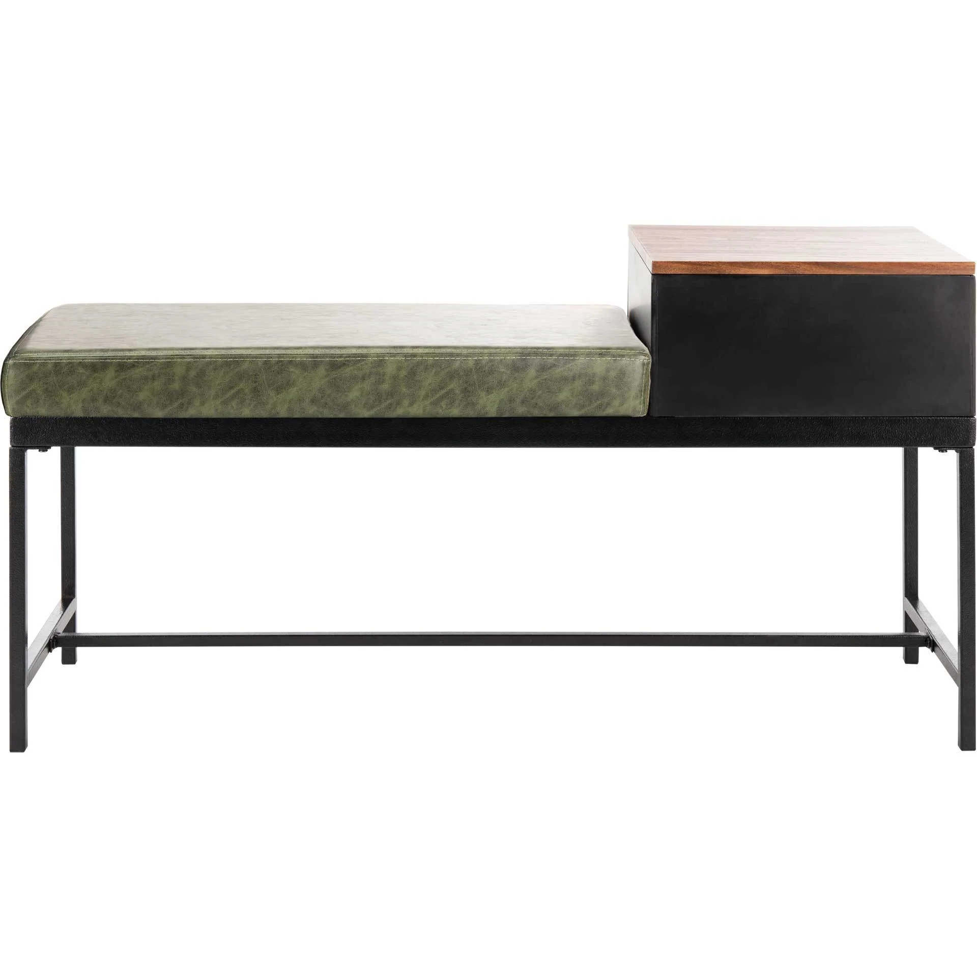 Maxton Bench With Storage Gray Wash/Dark Green - Image 4