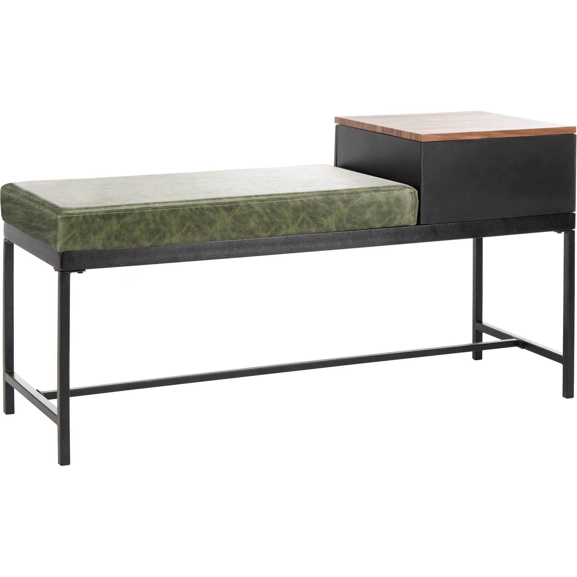Maxton Bench With Storage Gray Wash/Dark Green - Image 5
