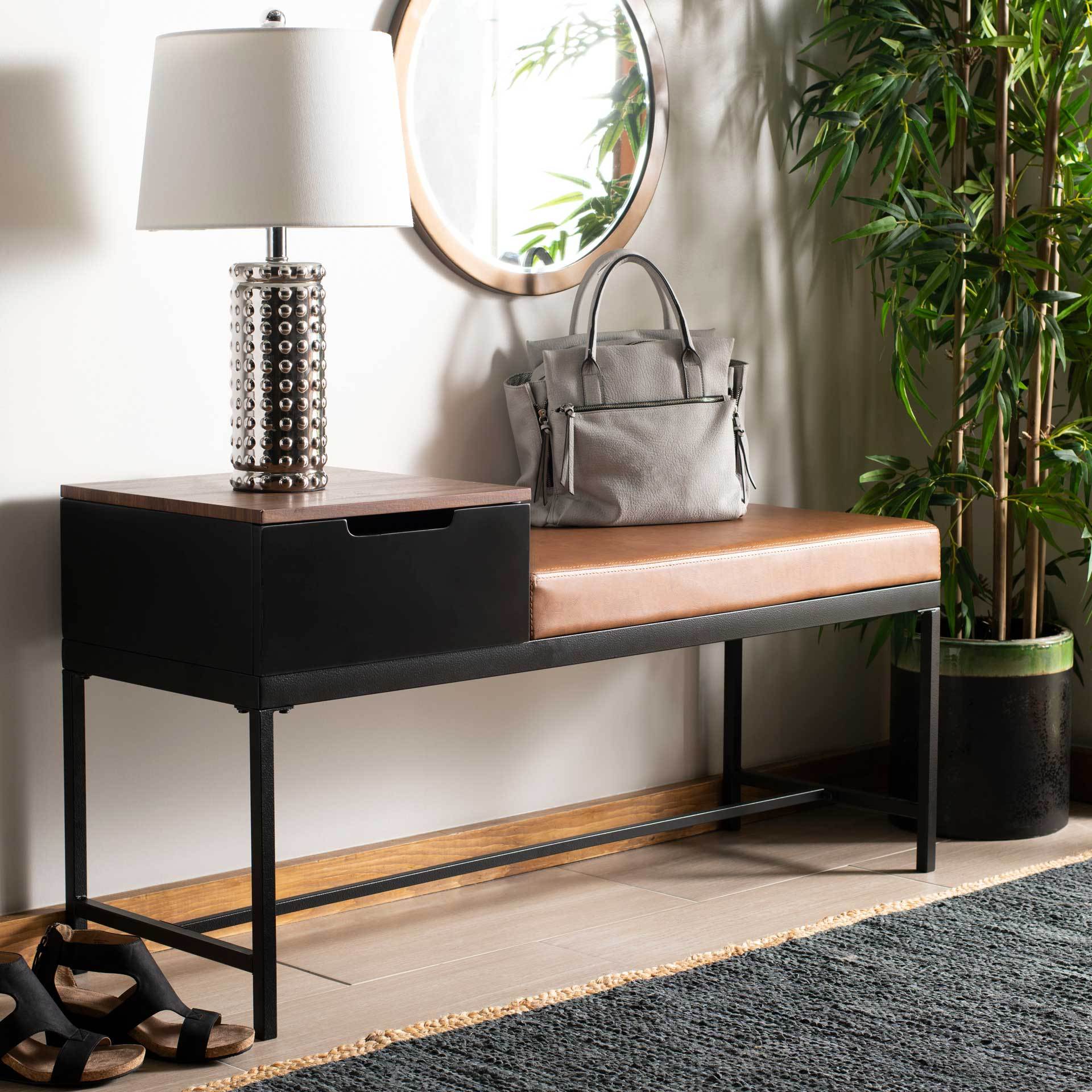 Maxton Bench with Storage Light Brown - Image 8