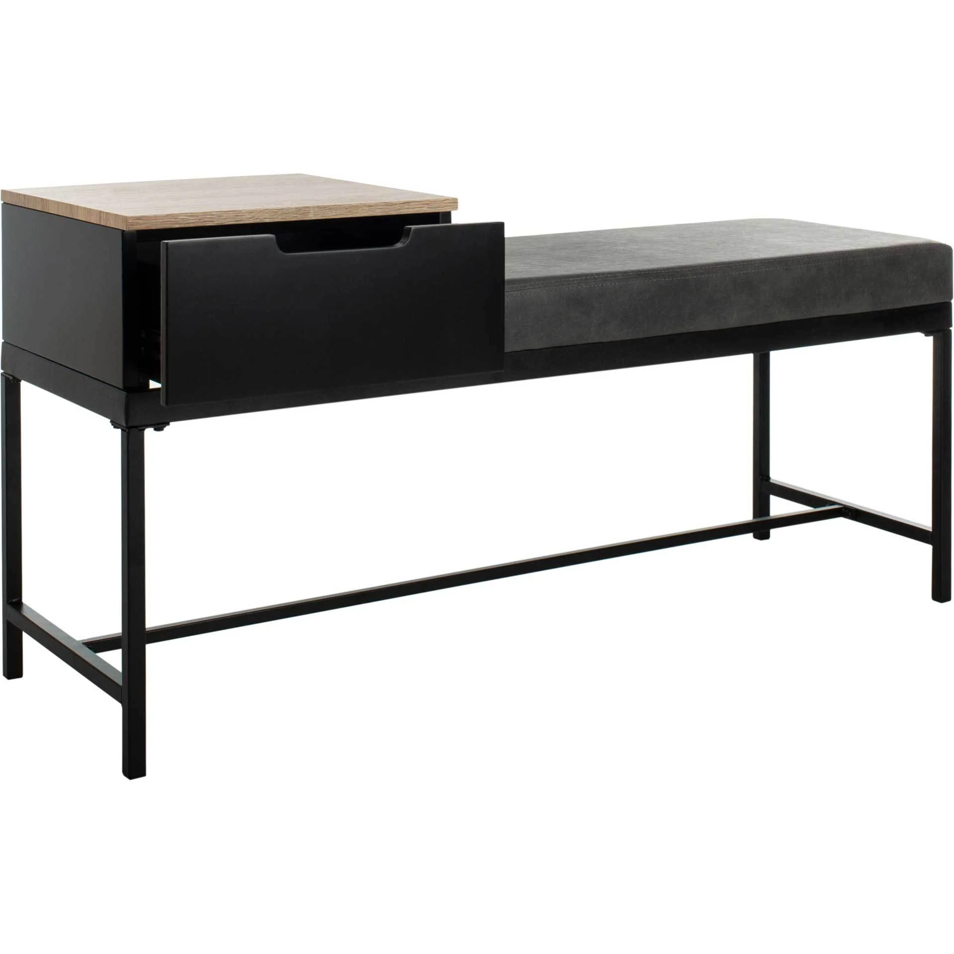 Maxton Bench with Storage Light Oak/Gray - Image 2
