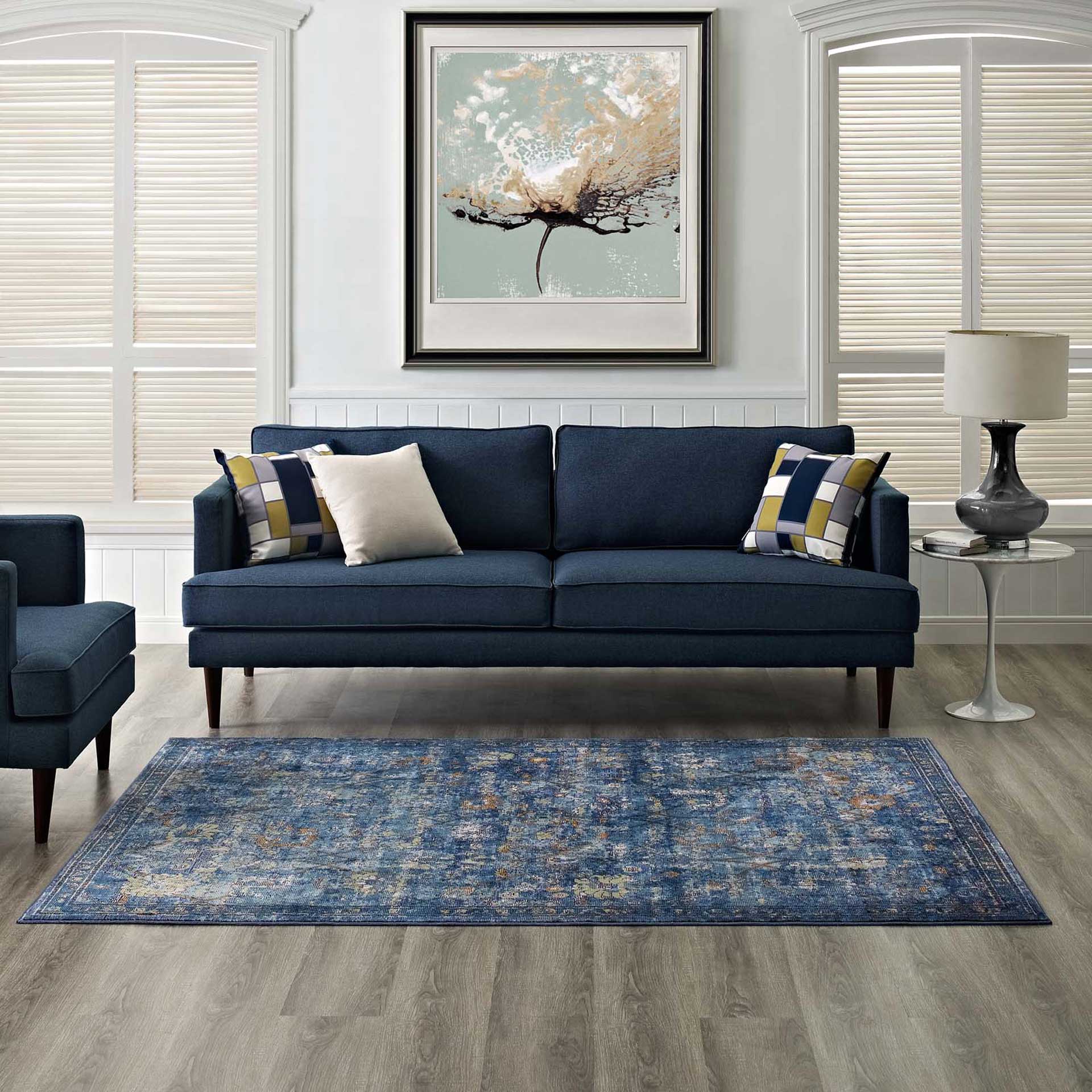 Maynard Area Rug Dark Blue/Yellow/Orange - Image 6