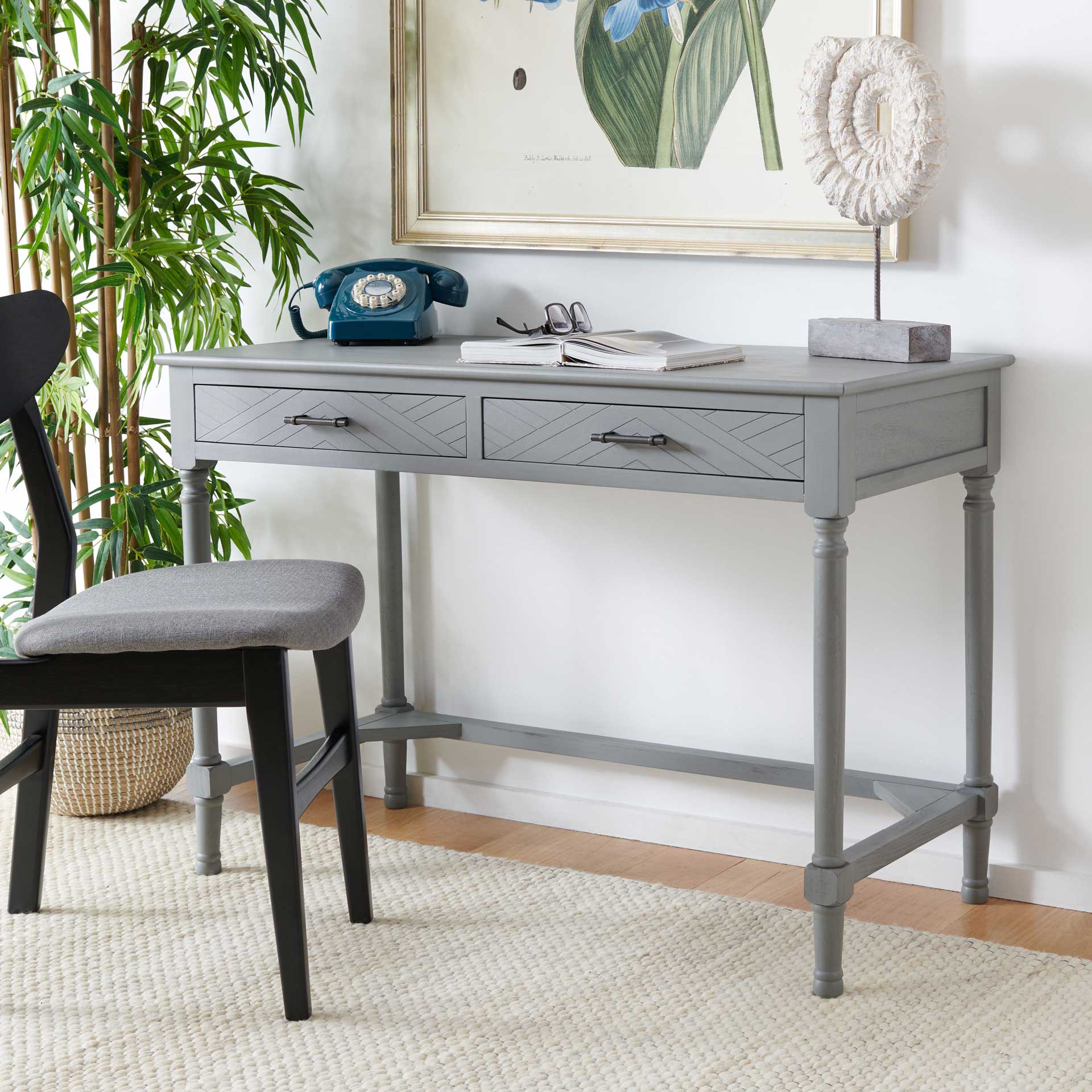 Mckenna 2 Drawer Desk Distressed Gray - Image 4
