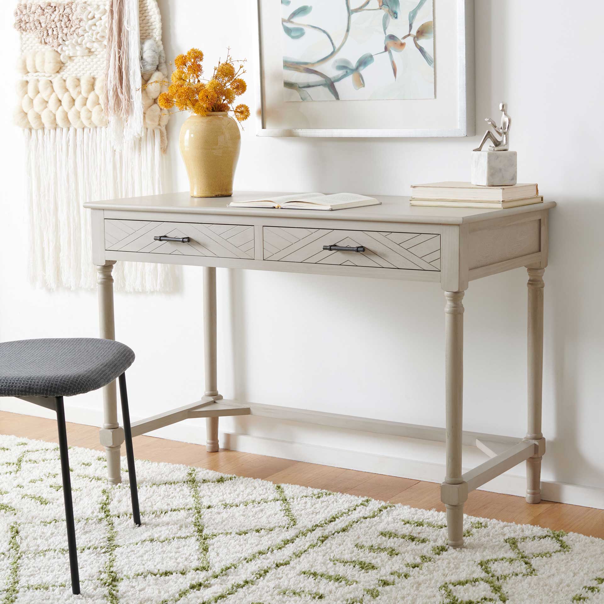 Mckenna 2 Drawer Desk Taupe - Image 4
