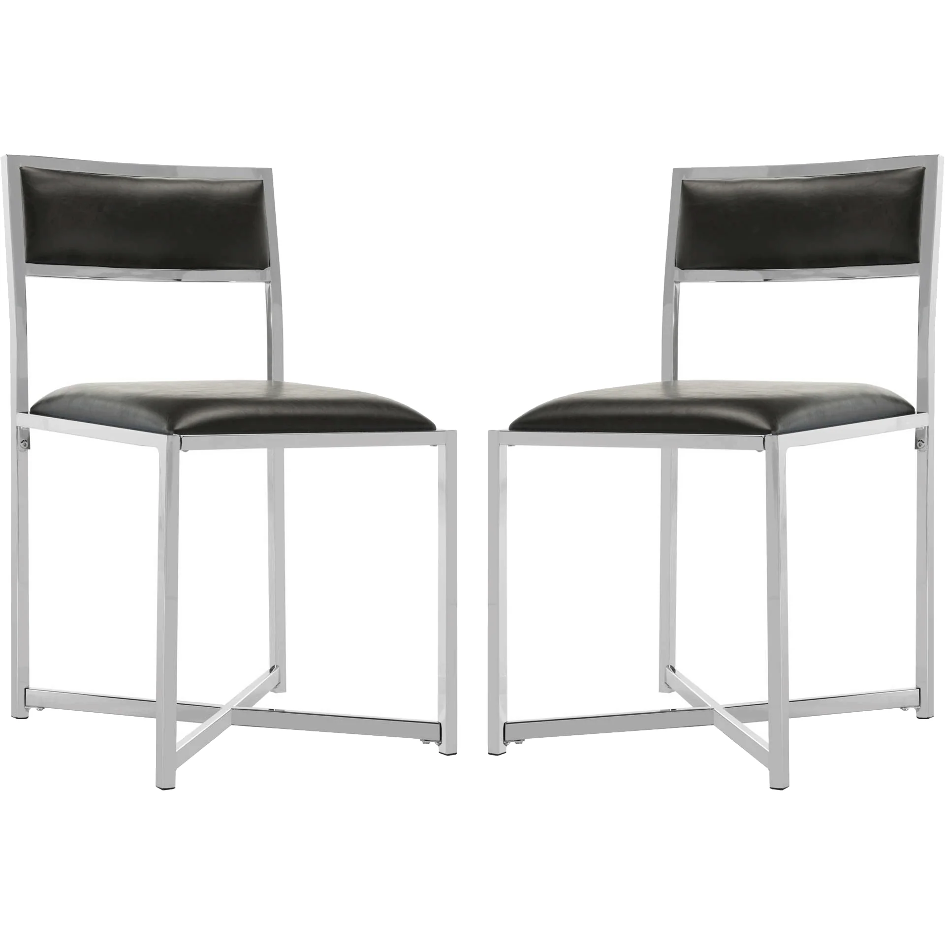 Meera Chrome Side Chair Black/Chrome (Set of 2) - Image 2