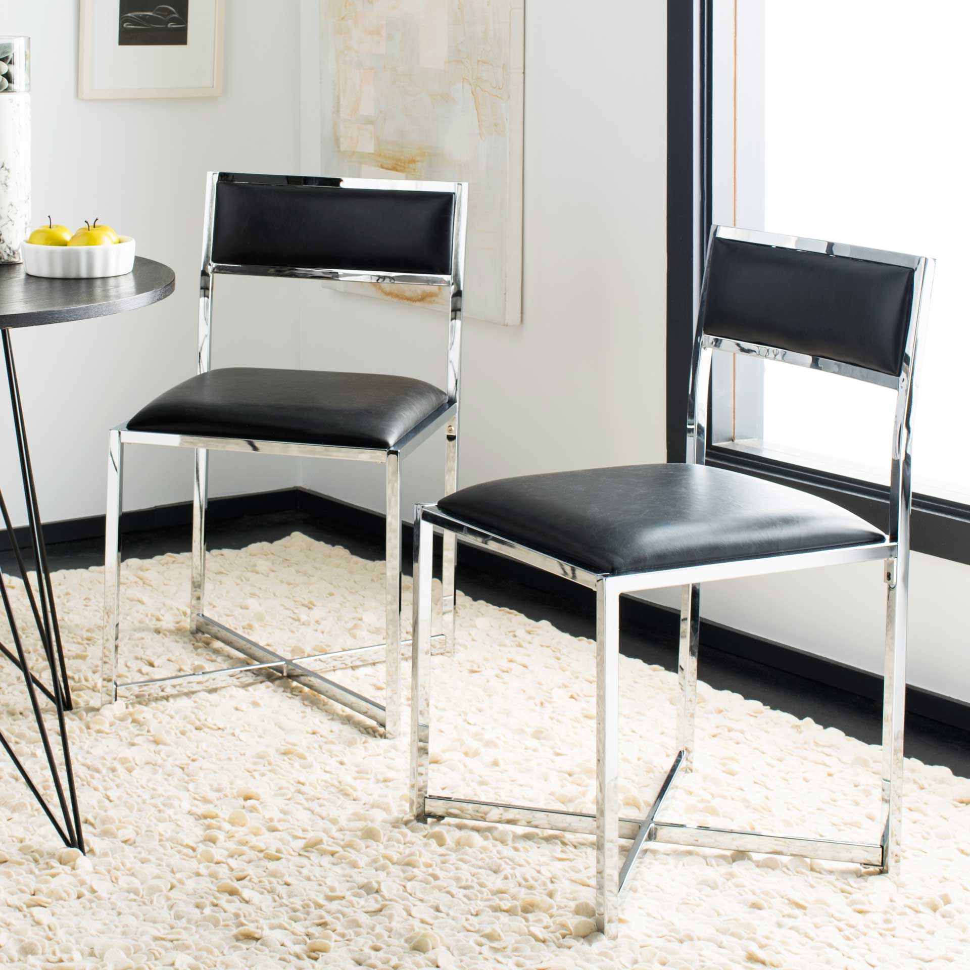 Meera Chrome Side Chair Black/Chrome (Set of 2) - Image 9