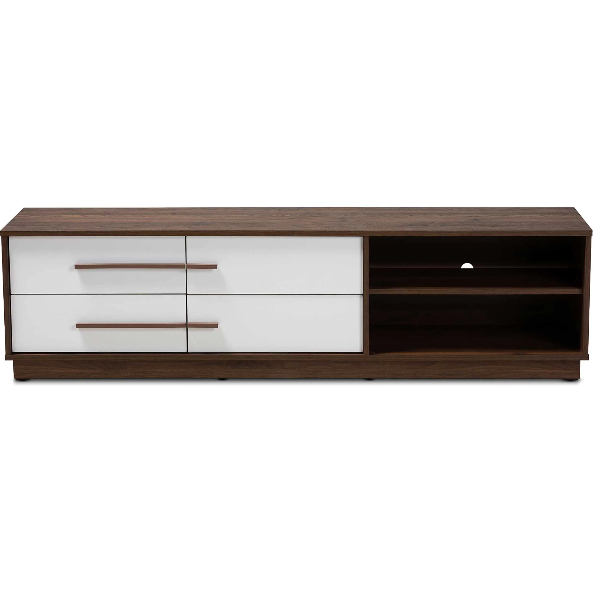 Mega 4-Drawer TV Stand White/Walnut - Image 2