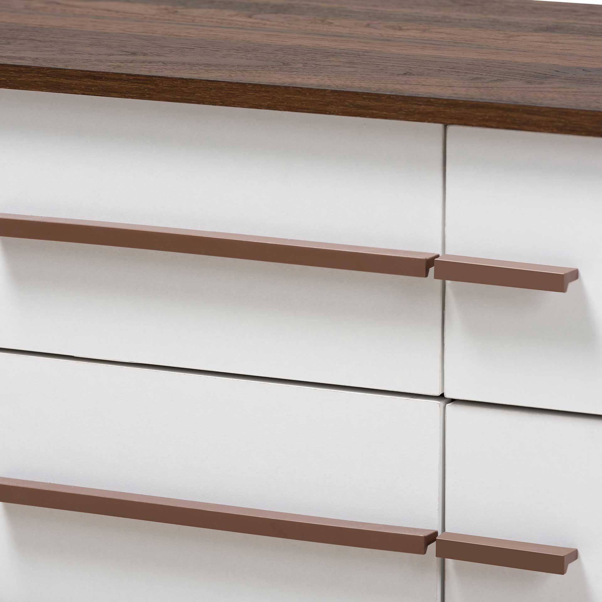Mega 4-Drawer TV Stand White/Walnut - Image 5