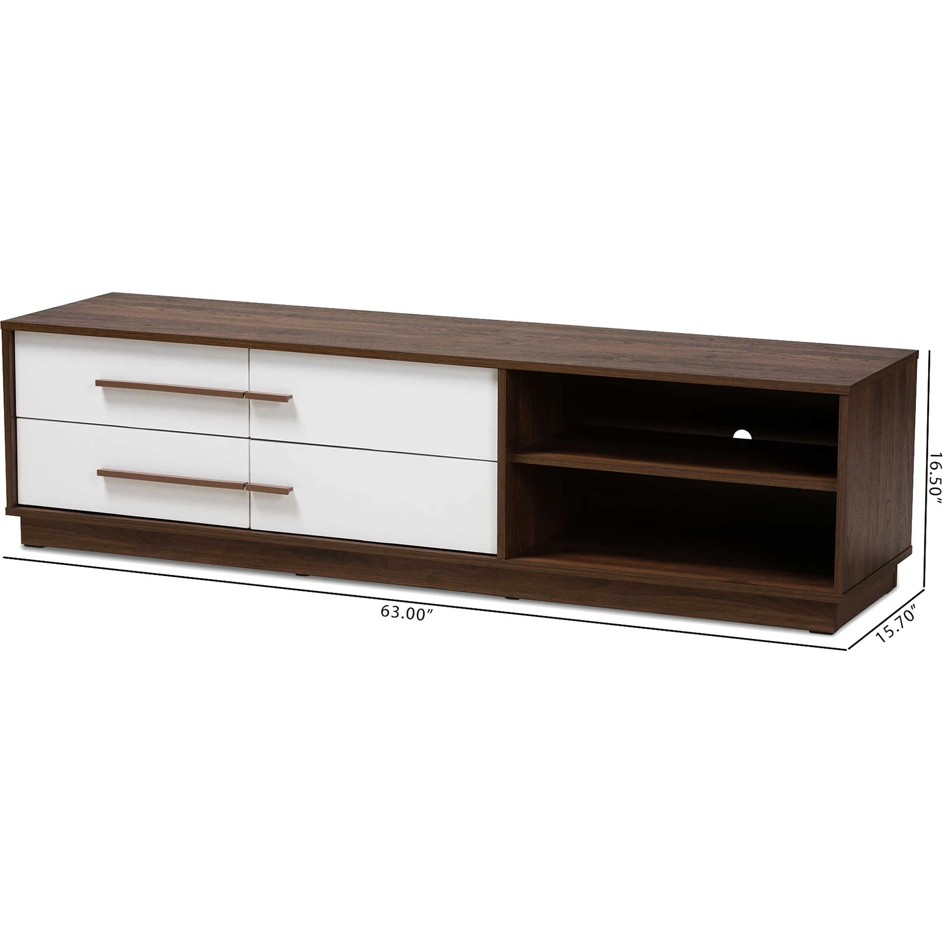 Mega 4-Drawer TV Stand White/Walnut - Image 6
