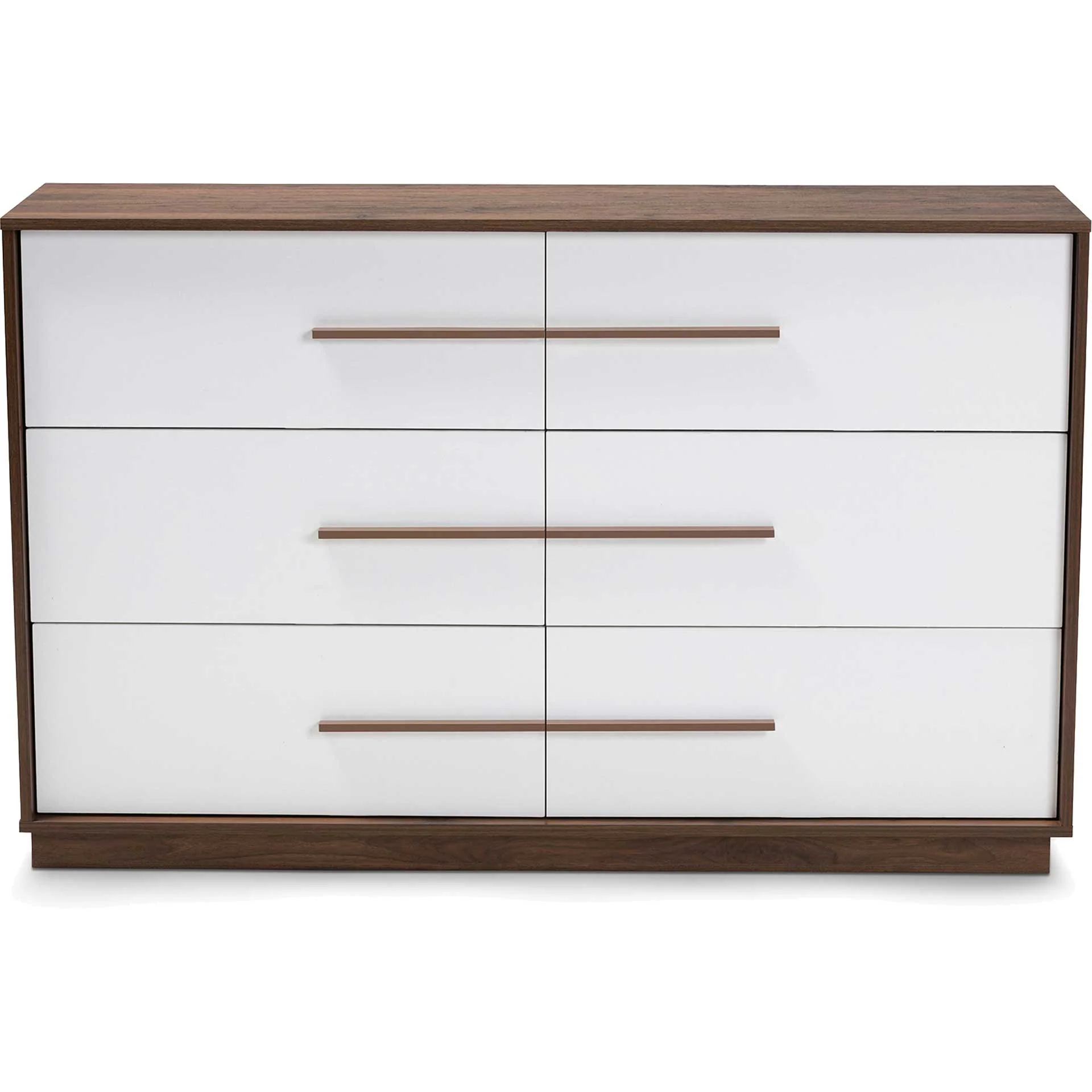Mega 6-Drawer Dresser White/Walnut - Image 2