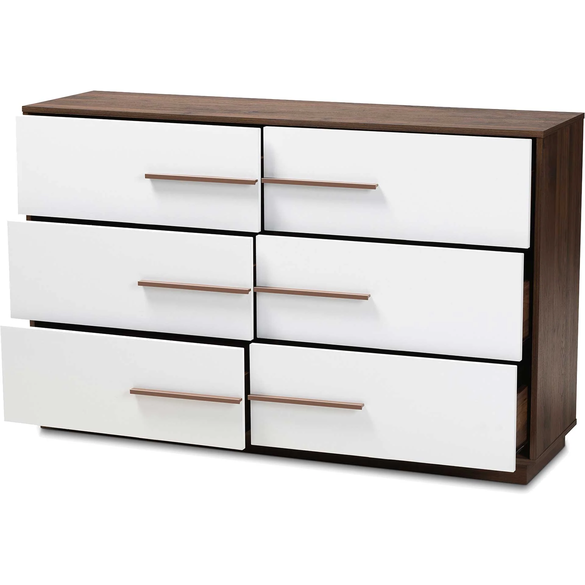 Mega 6-Drawer Dresser White/Walnut - Image 4