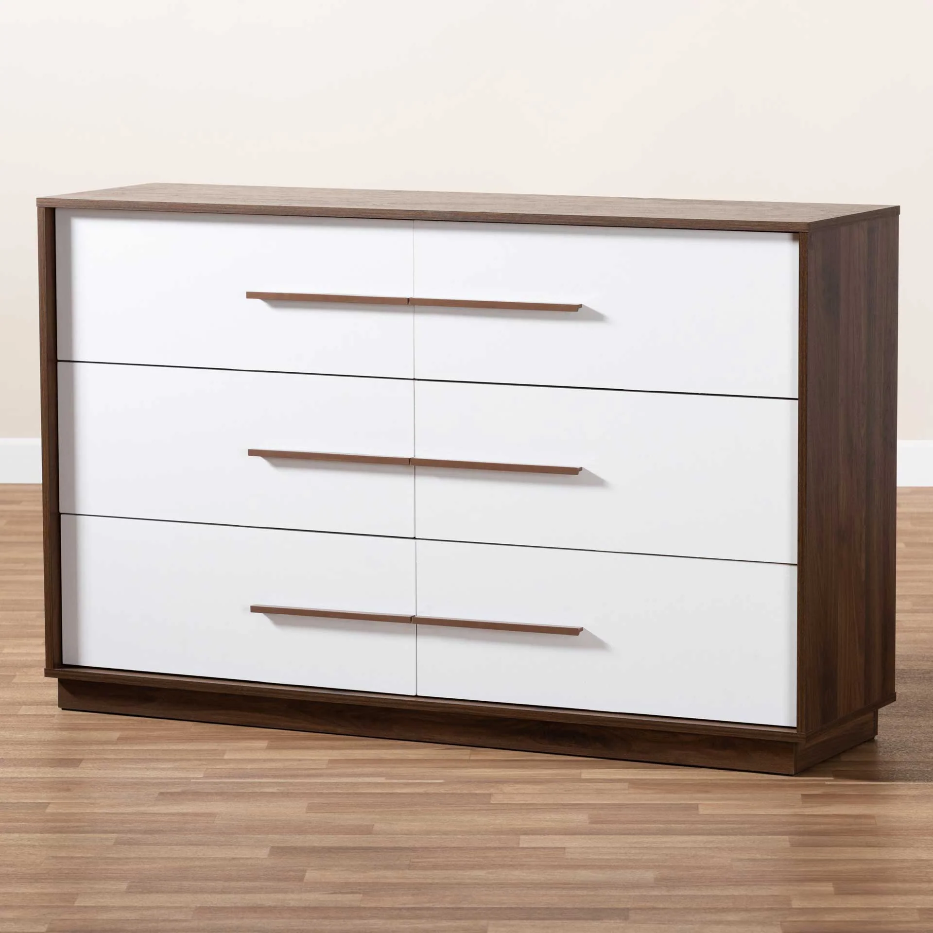 Mega 6-Drawer Dresser White/Walnut - Image 7
