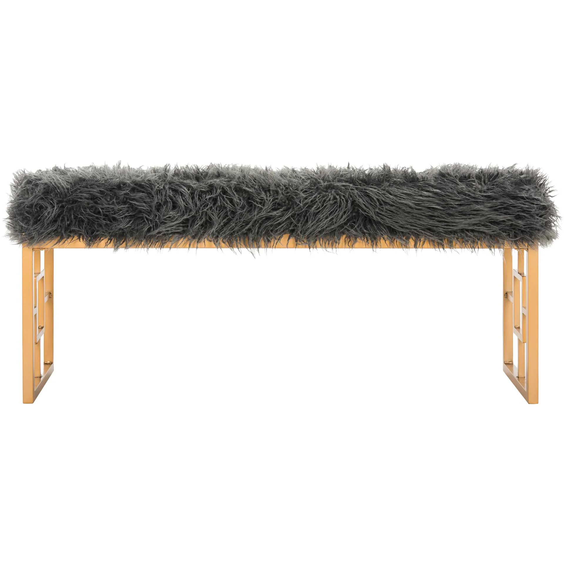 Meher Faux Sheepskin Bench Gray - Image 2