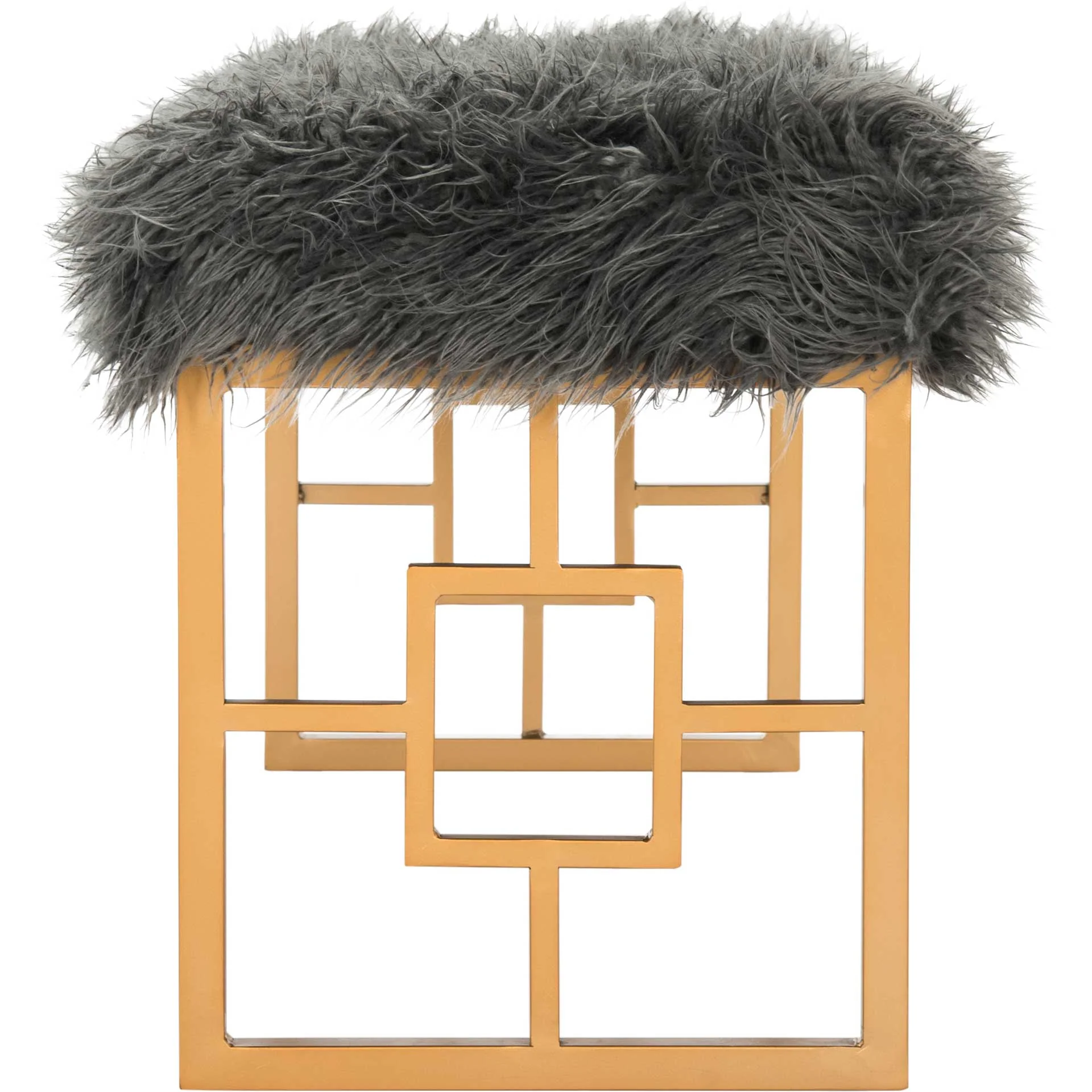 Meher Faux Sheepskin Bench Gray - Image 3