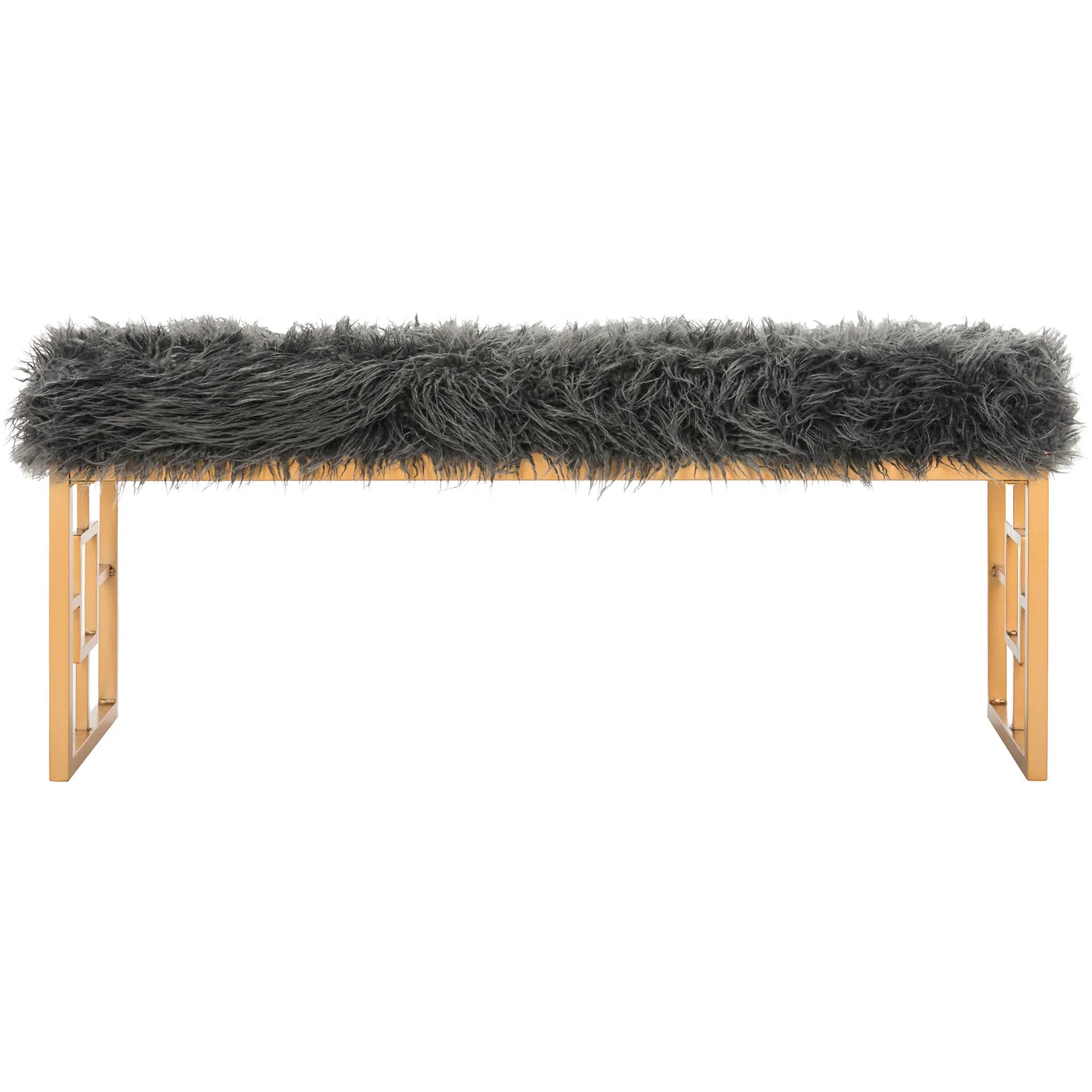 Meher Faux Sheepskin Bench Gray - Image 4