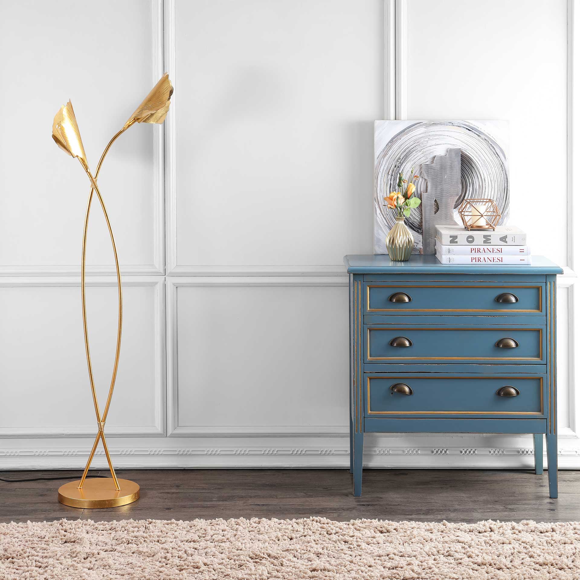 Mekhi Ginkgo Leaf Floor Lamp Gold Leaf - Image 3