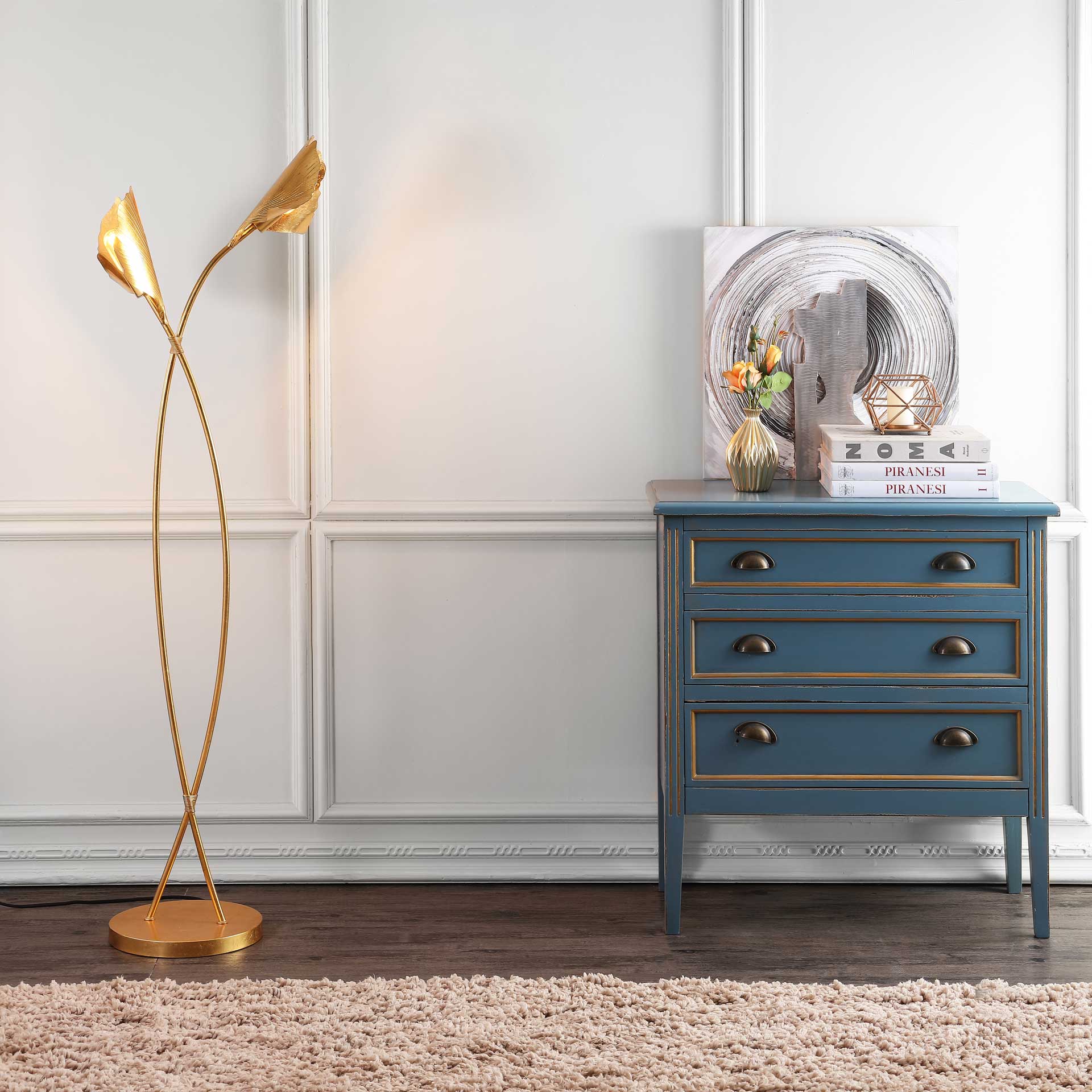 Mekhi Ginkgo Leaf Floor Lamp Gold Leaf - Image 4