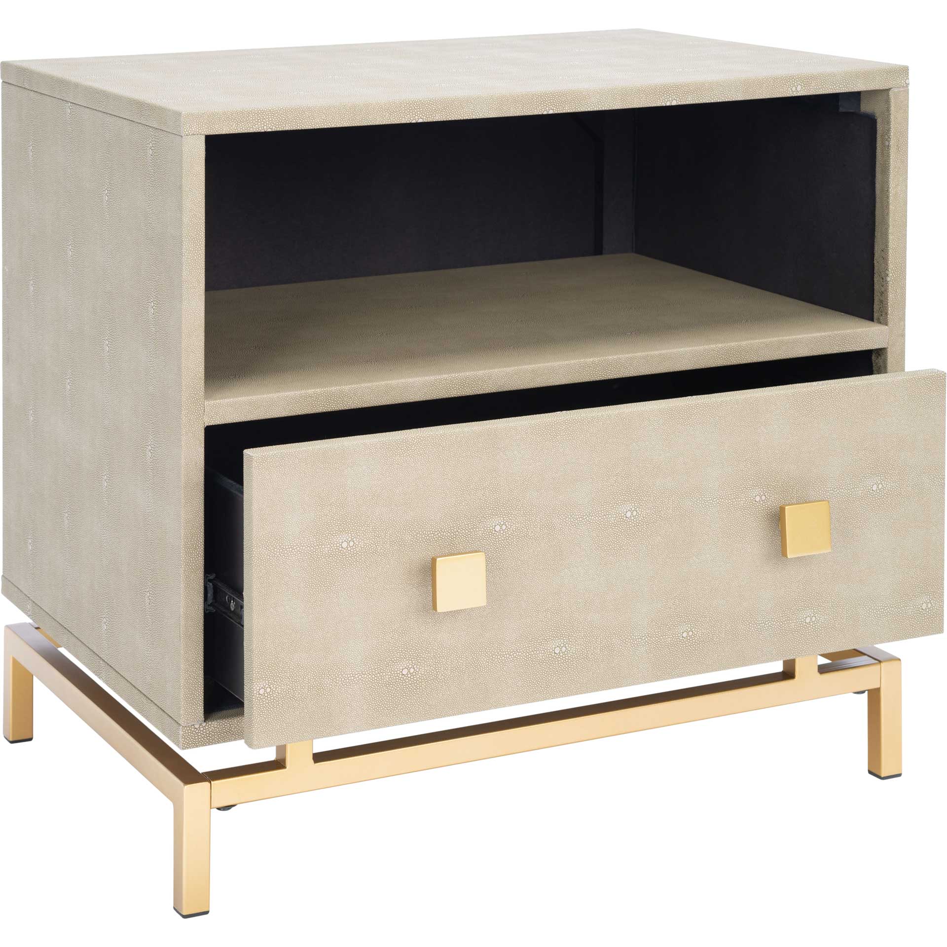Melina 1 Shelf 1 Drawer Nightstand Light Taupe/Brass - Image 2