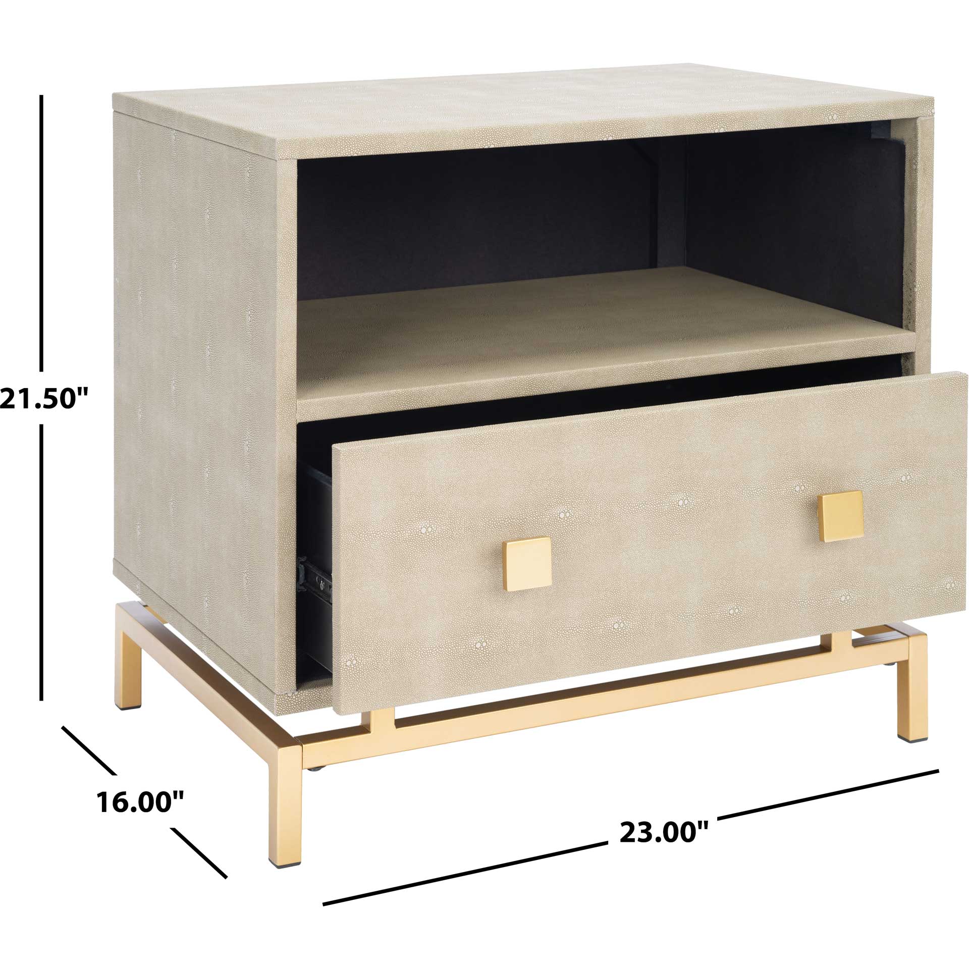 Melina 1 Shelf 1 Drawer Nightstand Light Taupe/Brass - Image 9