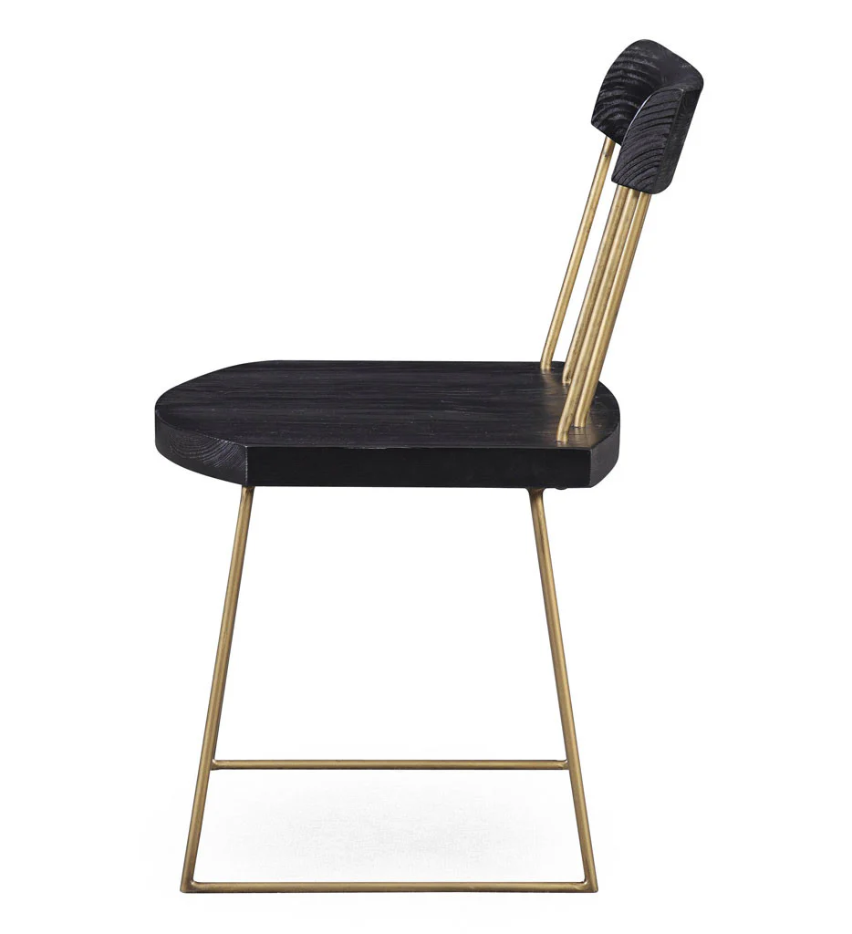 Memphis Pine Chair  Matte Black/Brush Brass (Set of 2) - Image 2