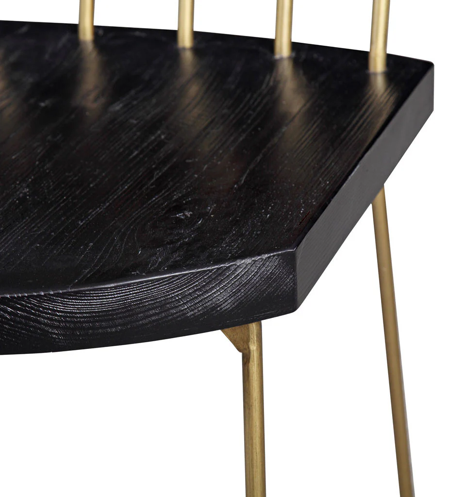 Memphis Pine Chair  Matte Black/Brush Brass (Set of 2) - Image 3