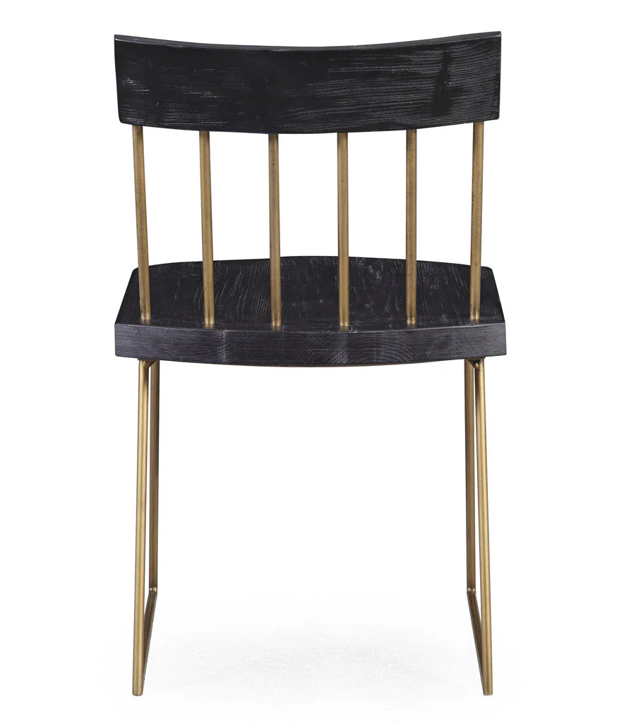 Memphis Pine Chair  Matte Black/Brush Brass (Set of 2) - Image 5