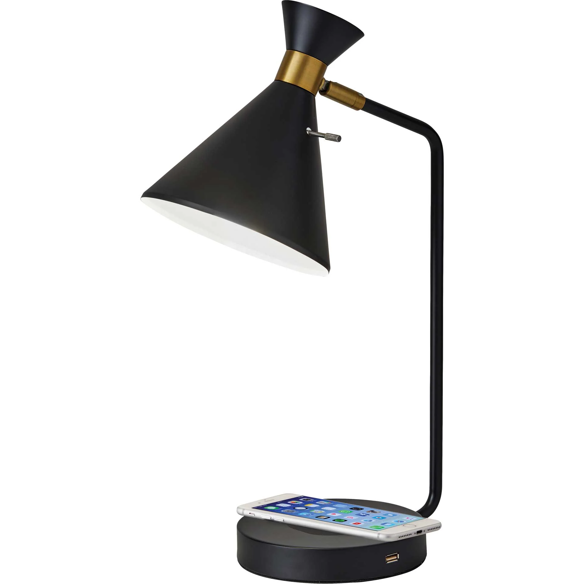 Menton Wireless Charge Desk Lamp Black/Brass - Image 2