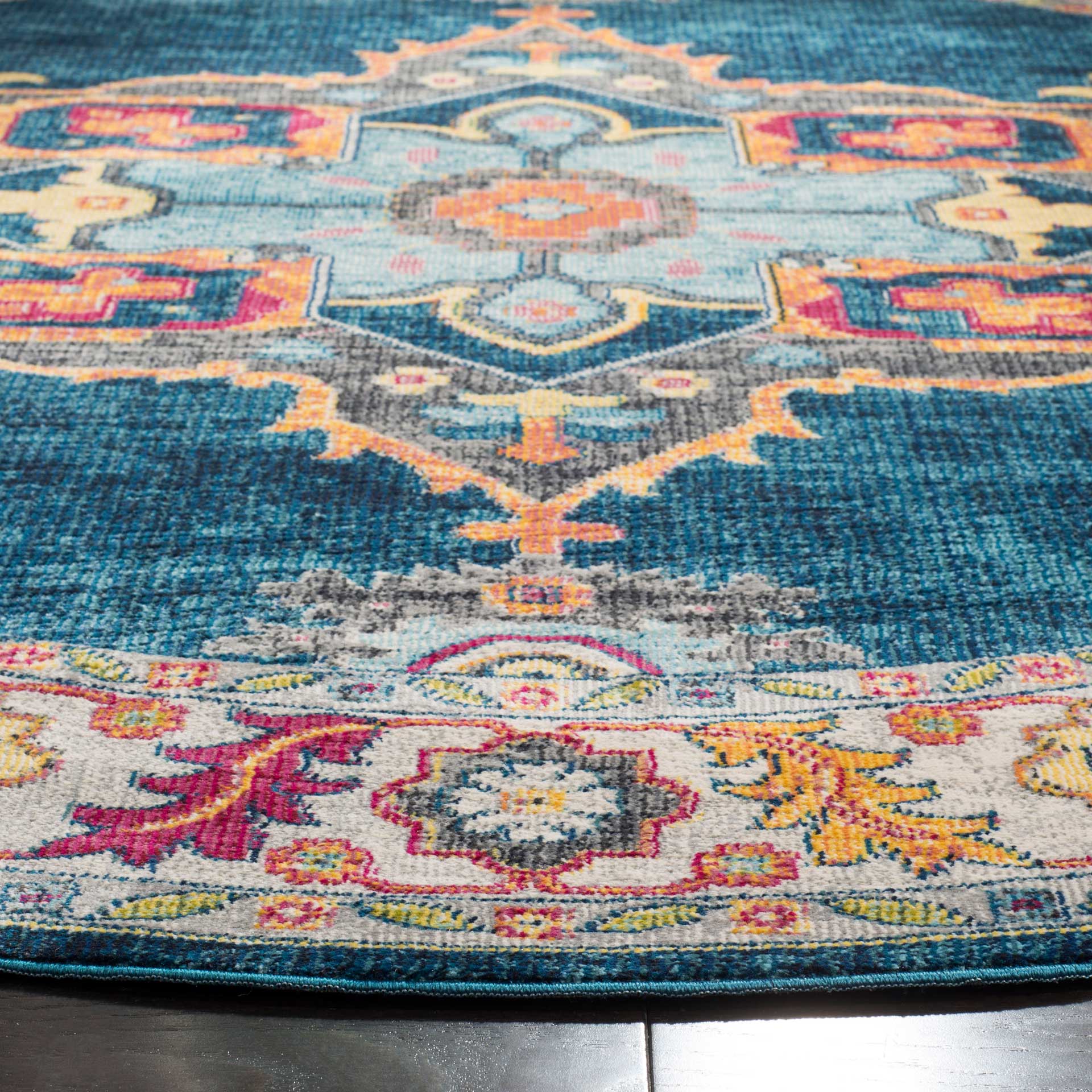 Merlot Blue/Multi Round Rug - Image 2