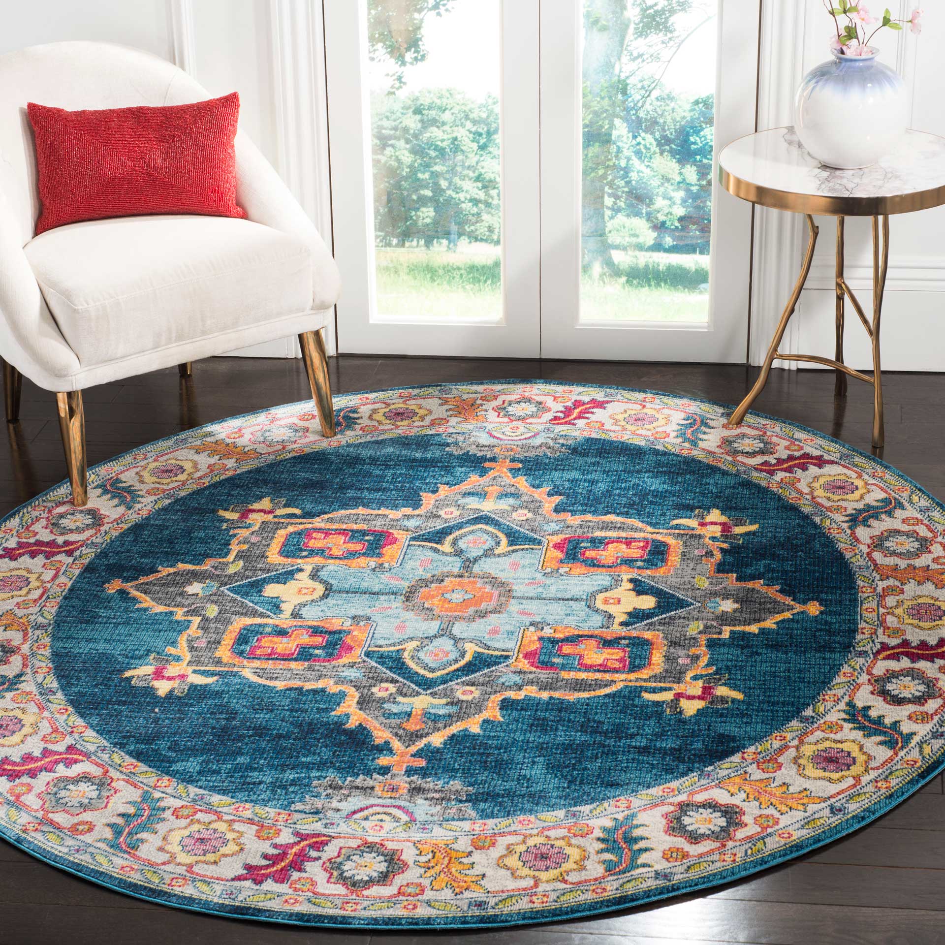 Merlot Blue/Multi Round Rug - Image 3