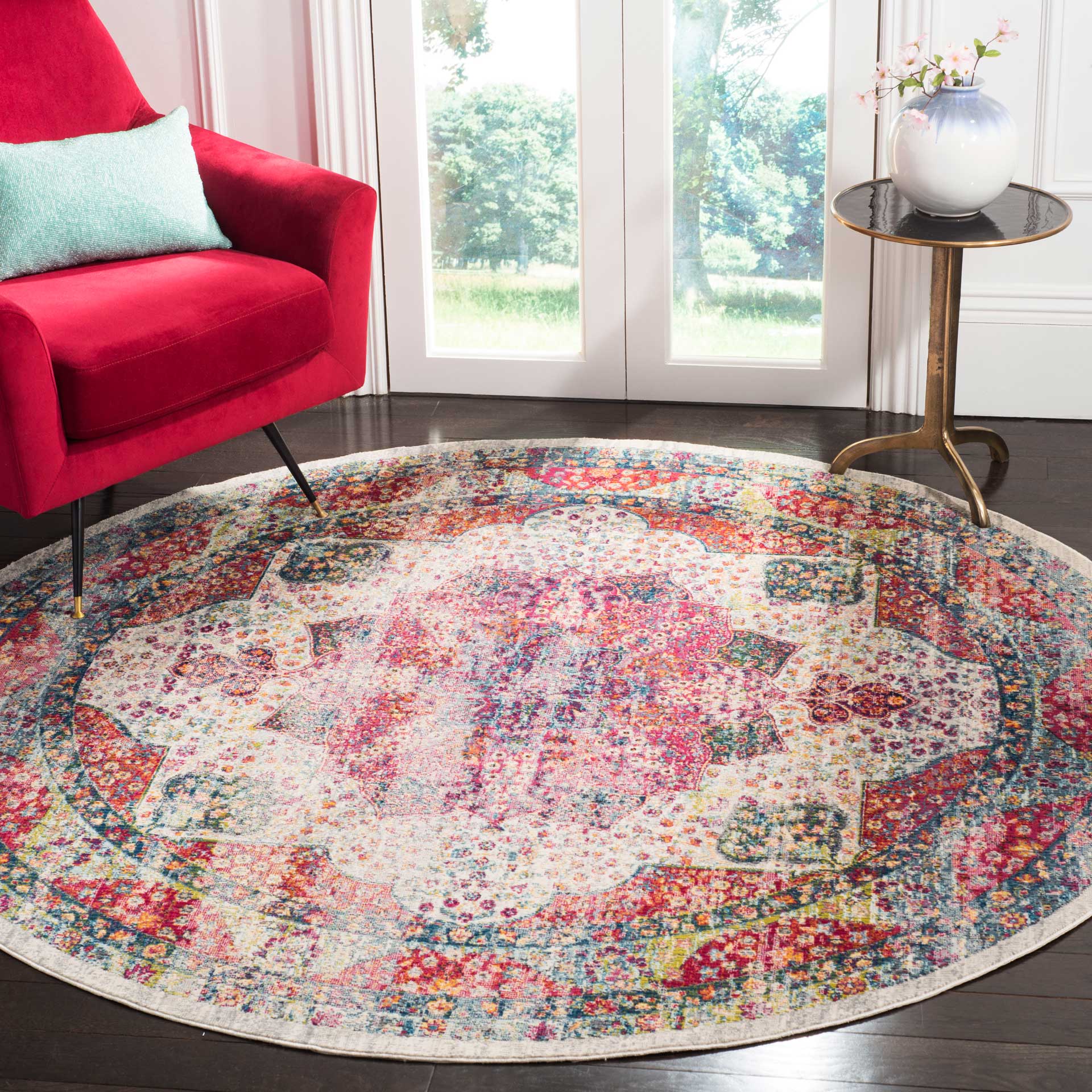 Merlot Cream/Ruby Round Rug - Image 3