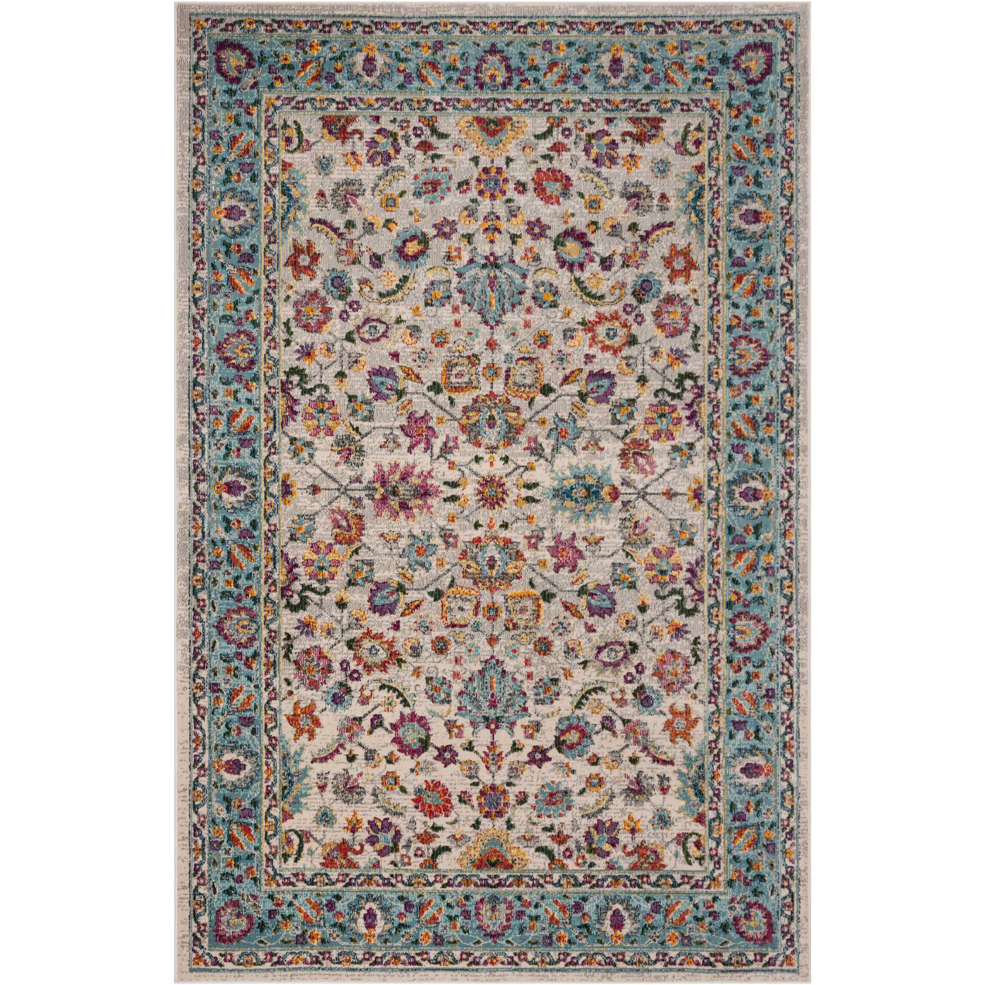 Merlot Cream/Teal Area Rug - Image 3