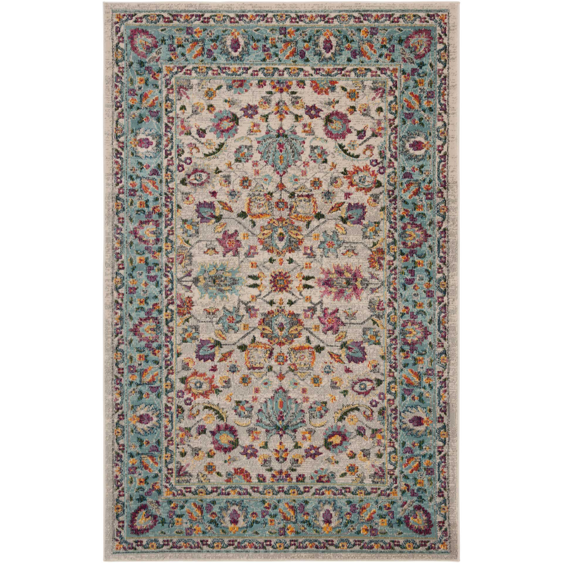 Merlot Cream/Teal Area Rug - Image 4