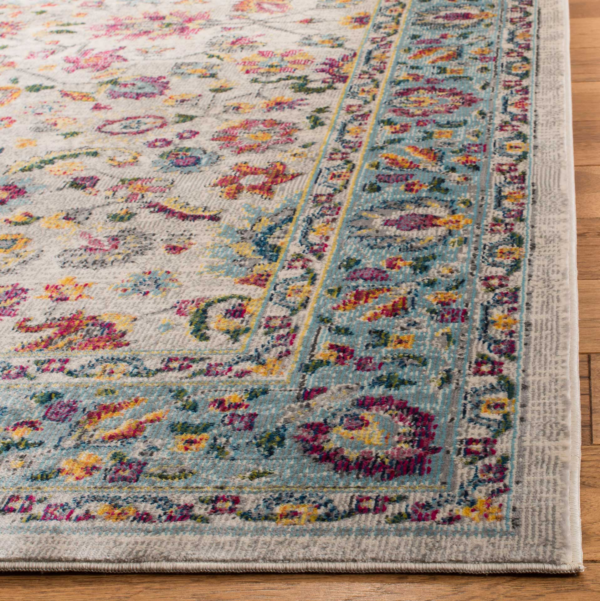Merlot Cream/Teal Area Rug - Image 5