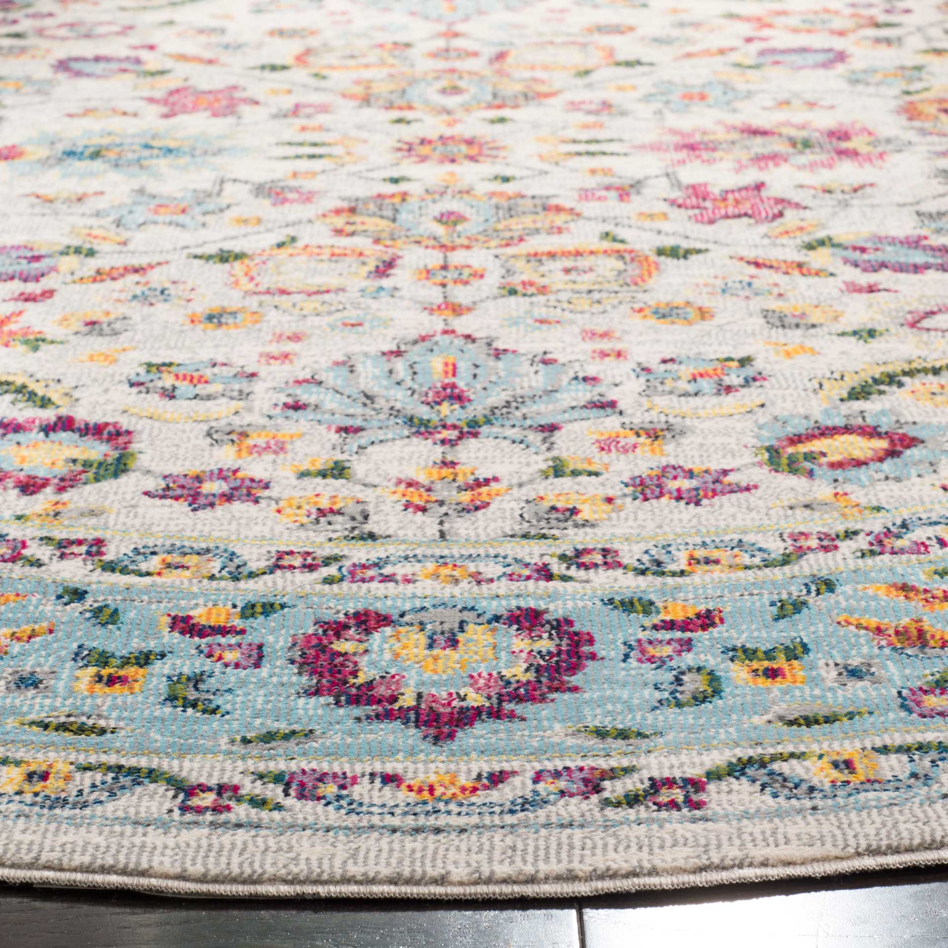 Merlot Cream/Teal Round Rug - Image 2