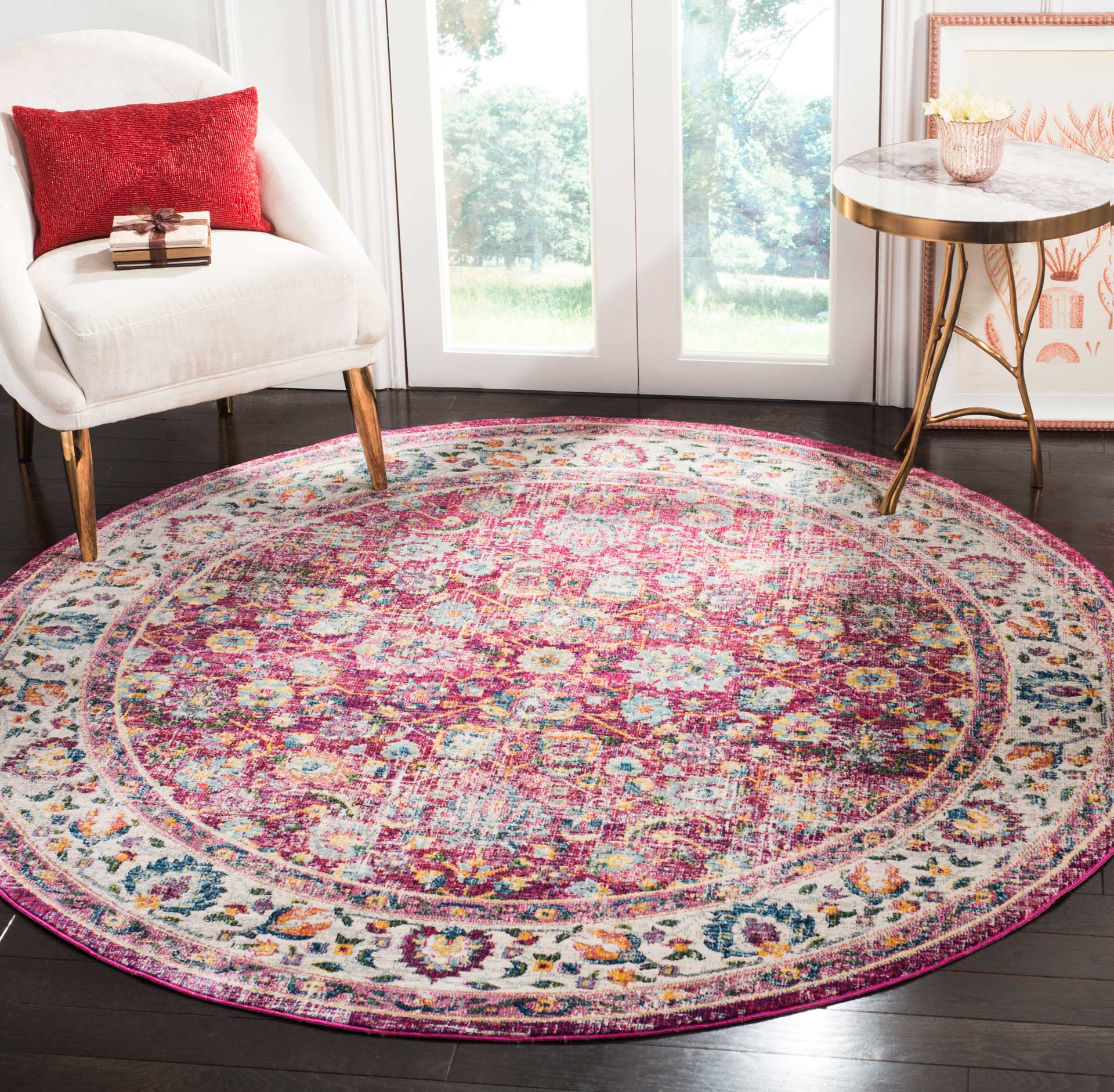 Merlot Red/Multi Round Rug - Image 3