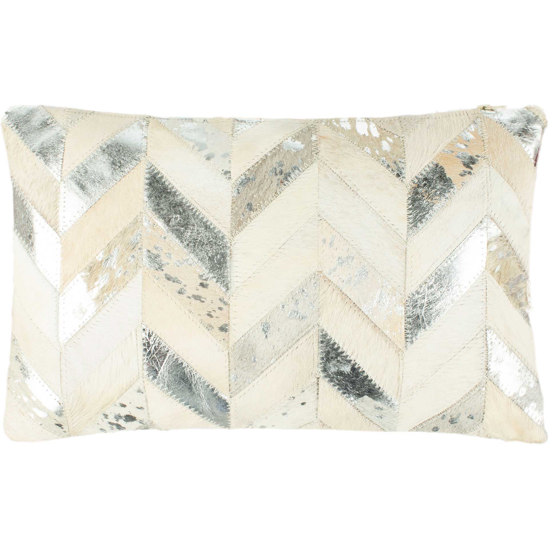 Metallic Herringbone Cowhide Pillow Beige/Gold - Image 3