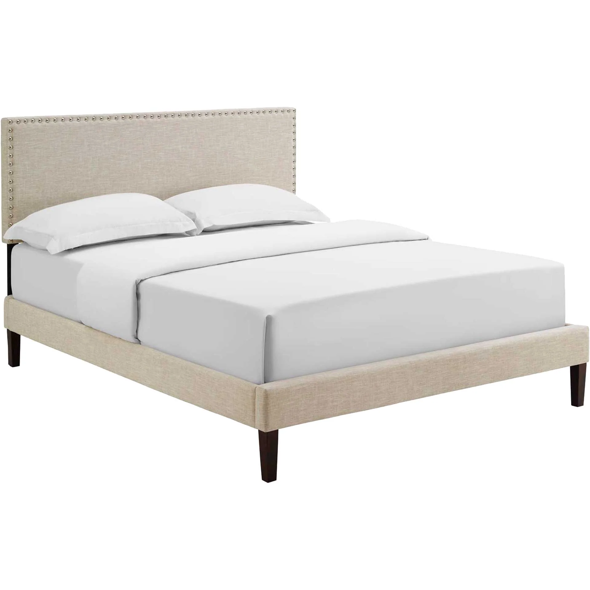 Methow Fabric Platform Bed Beige - Image 2