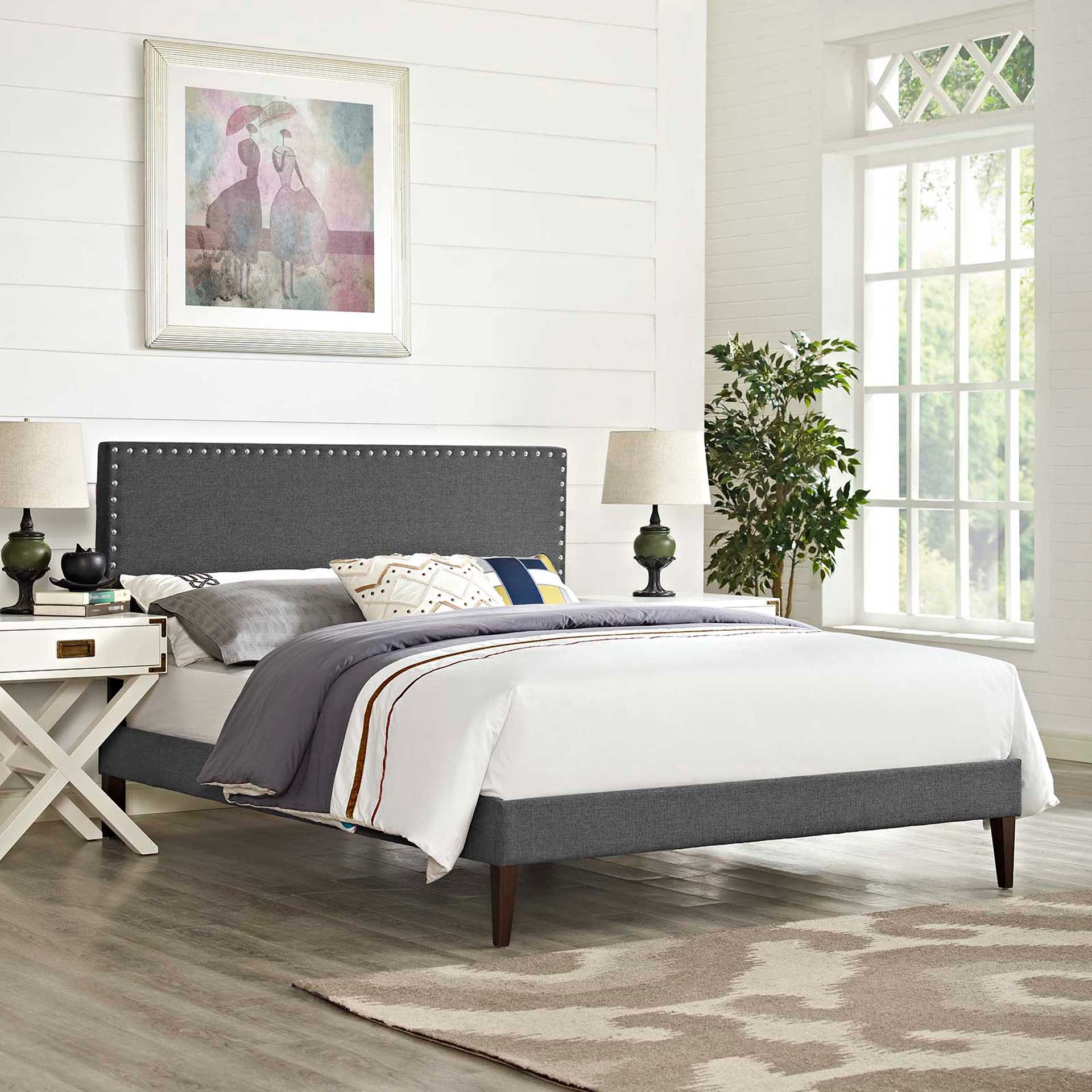 Methow Fabric Platform Bed Gray - Image 5