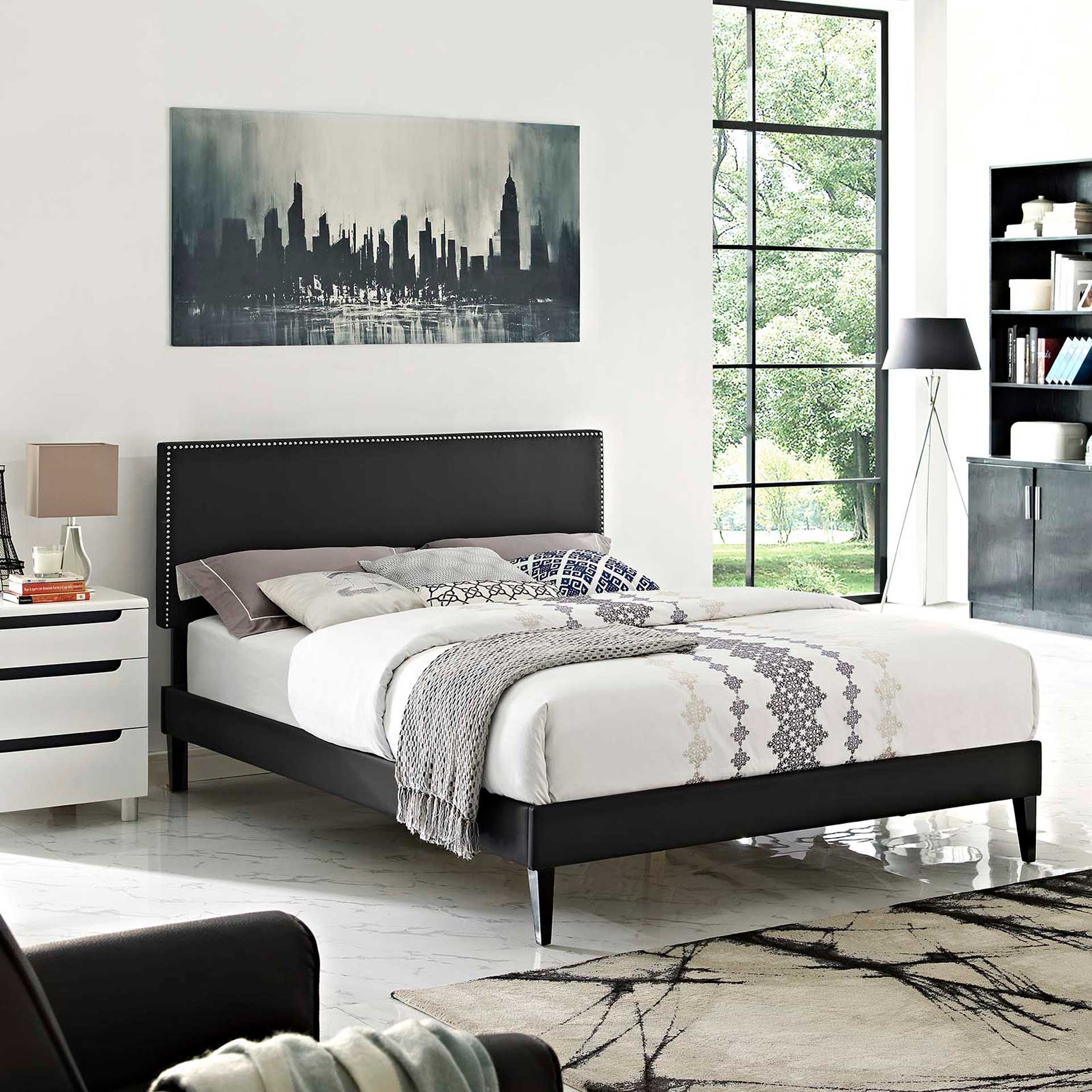 Methow Vinyl Platform Bed Black - Image 5